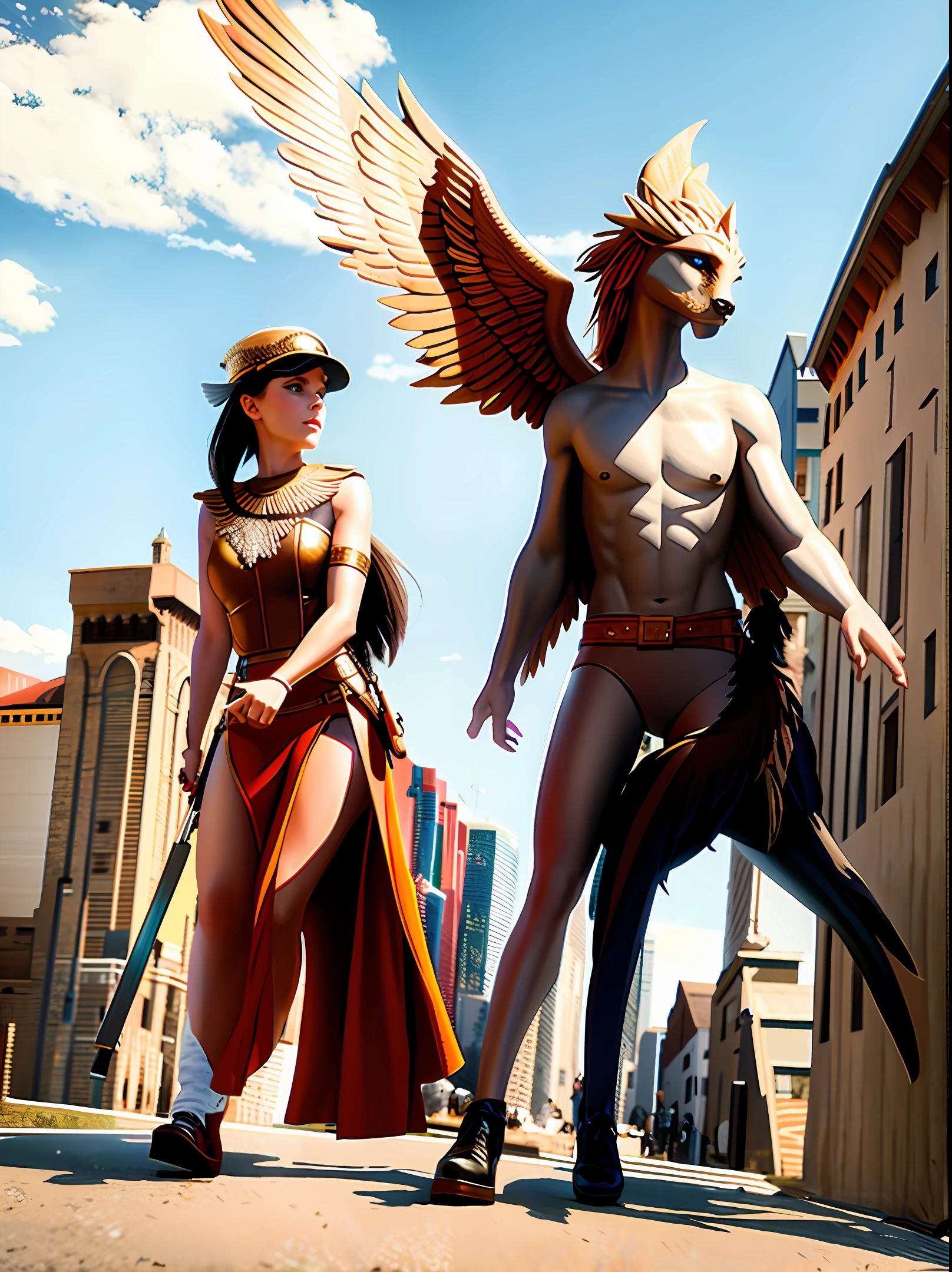 valkyrie walking with a chimera