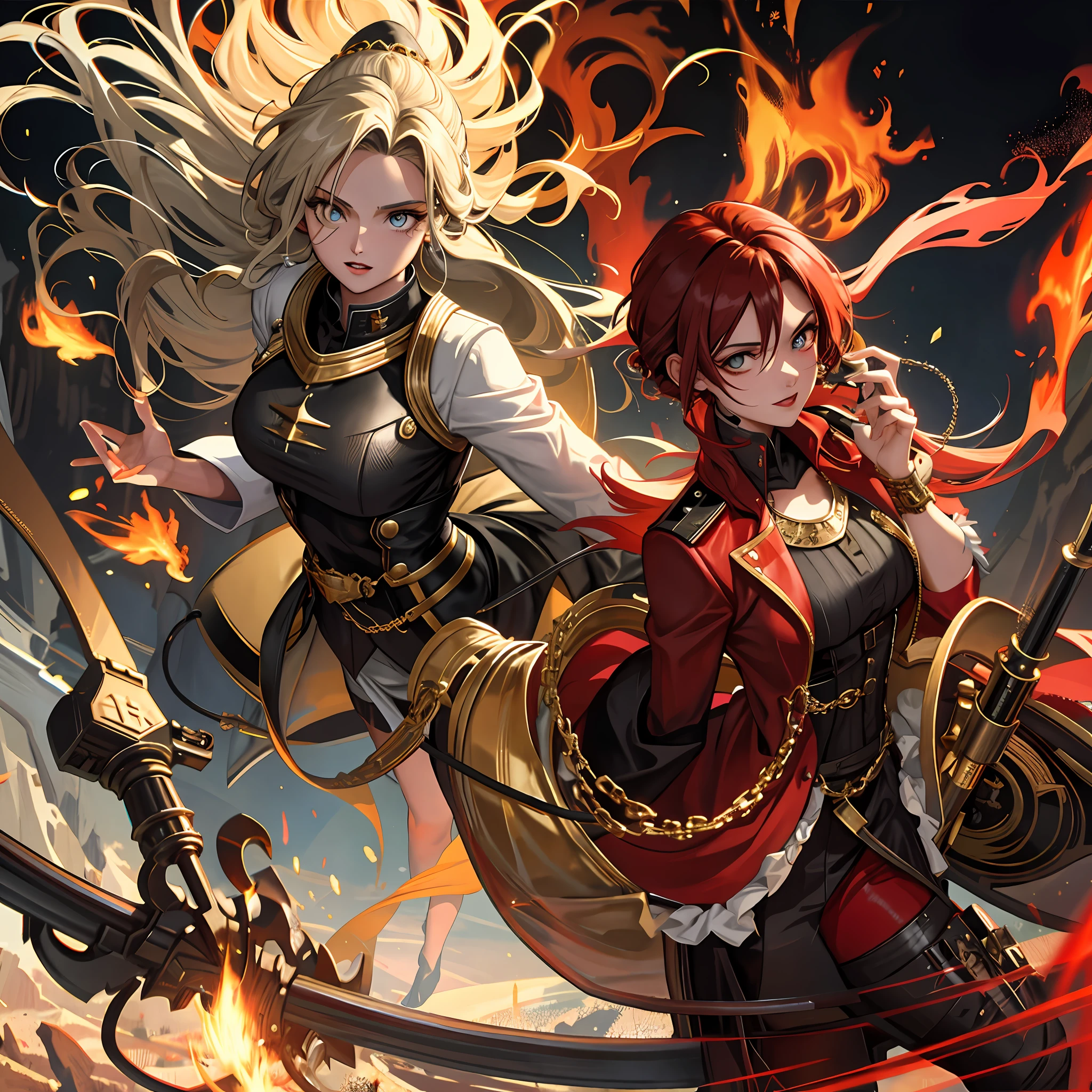 valkyrie walks in hellfire with her chimera and beast