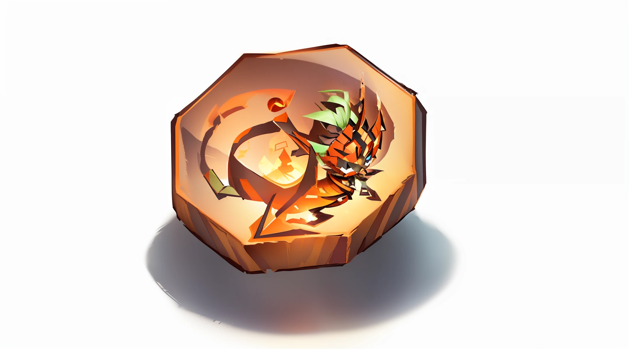 There is a picture of a small orange object with a person on it, 3d icon for mobile game, stylized for 3d render, very flat shadow, stylized shadow, stylized cel shadow, game asset, game icon asset, render art, Game icon stylized, low poly alias, depicted as 3d render, stylized stl, halo