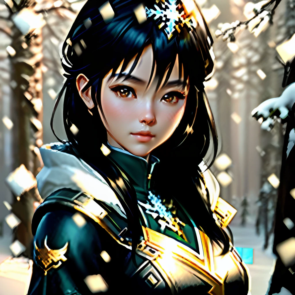 (((Snowy Forest))),((Black Hair:0.9+Corner:1.1+Anime Girl)):1.2,((2.5d+(CGI OR Digital)Artwork),4k:1.1,((High Definition OR High quality) AND detail art): 1.2, (IG model OR Artgerm OR Fantasy Queen), ((from manga OR 3D) rendered character art, 8k), fantasy: 1.1, ((pretty AND beautiful) OR Ruan Jia) :1.1