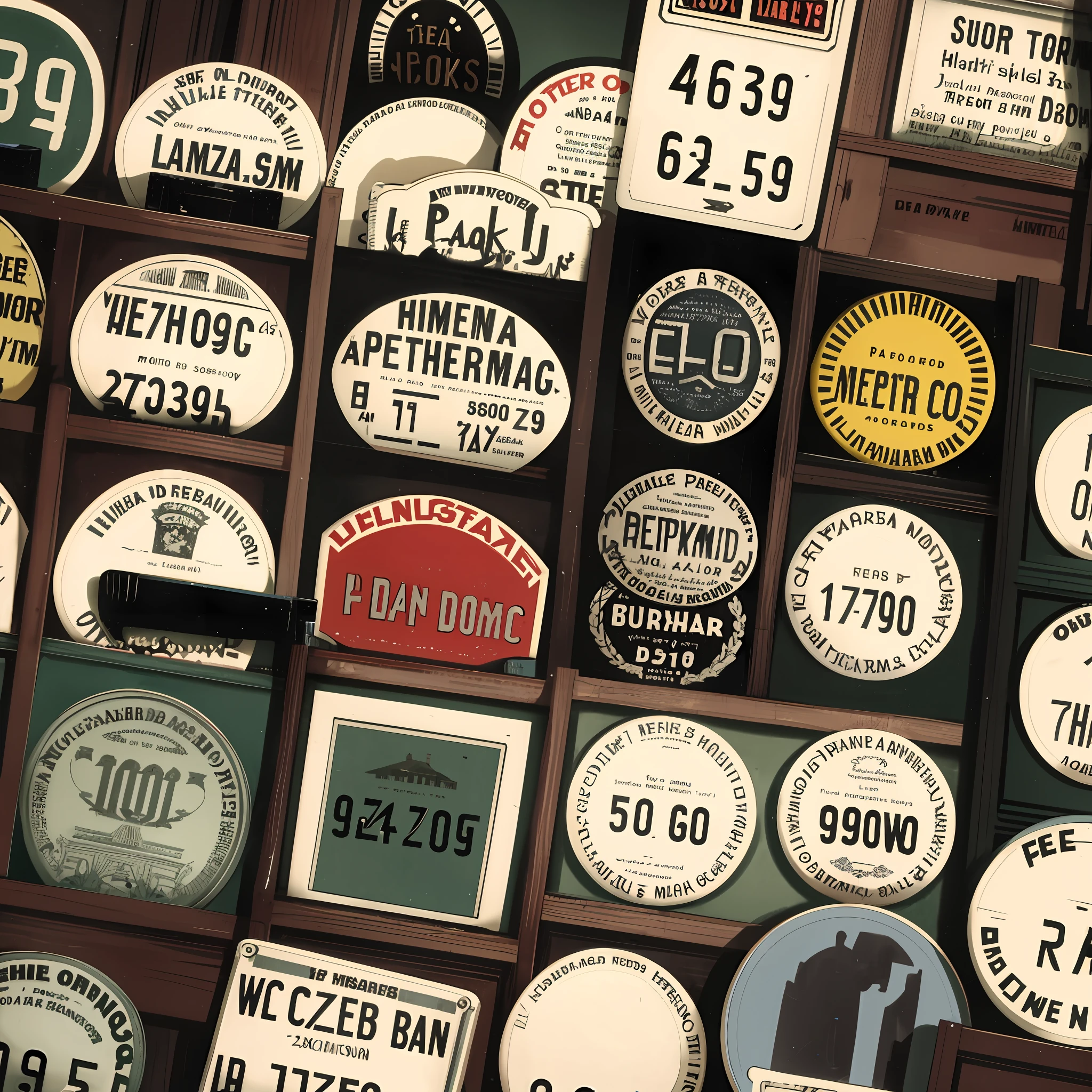House license plates from the 1900s, in retro photography style