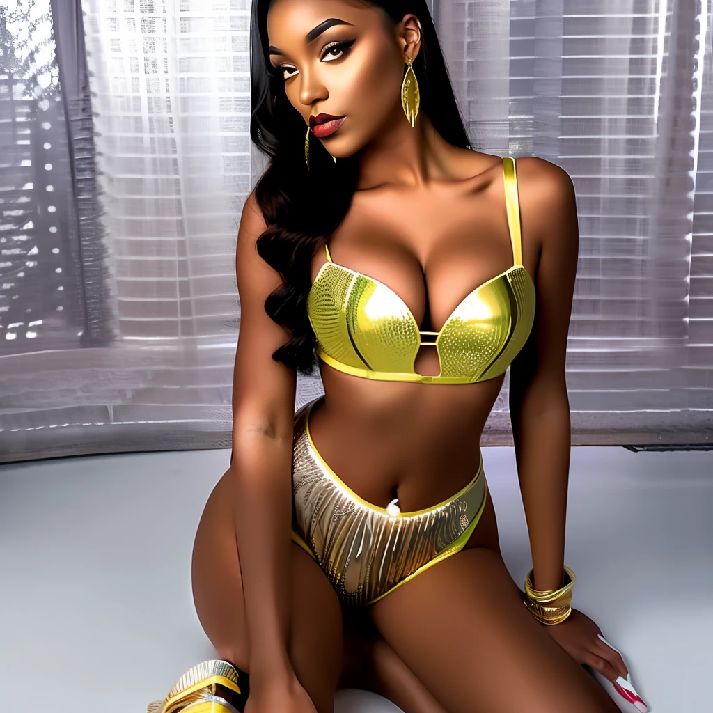 kaileena in a sensual pose with a sensual expression in sensual makeup in sensual clothes