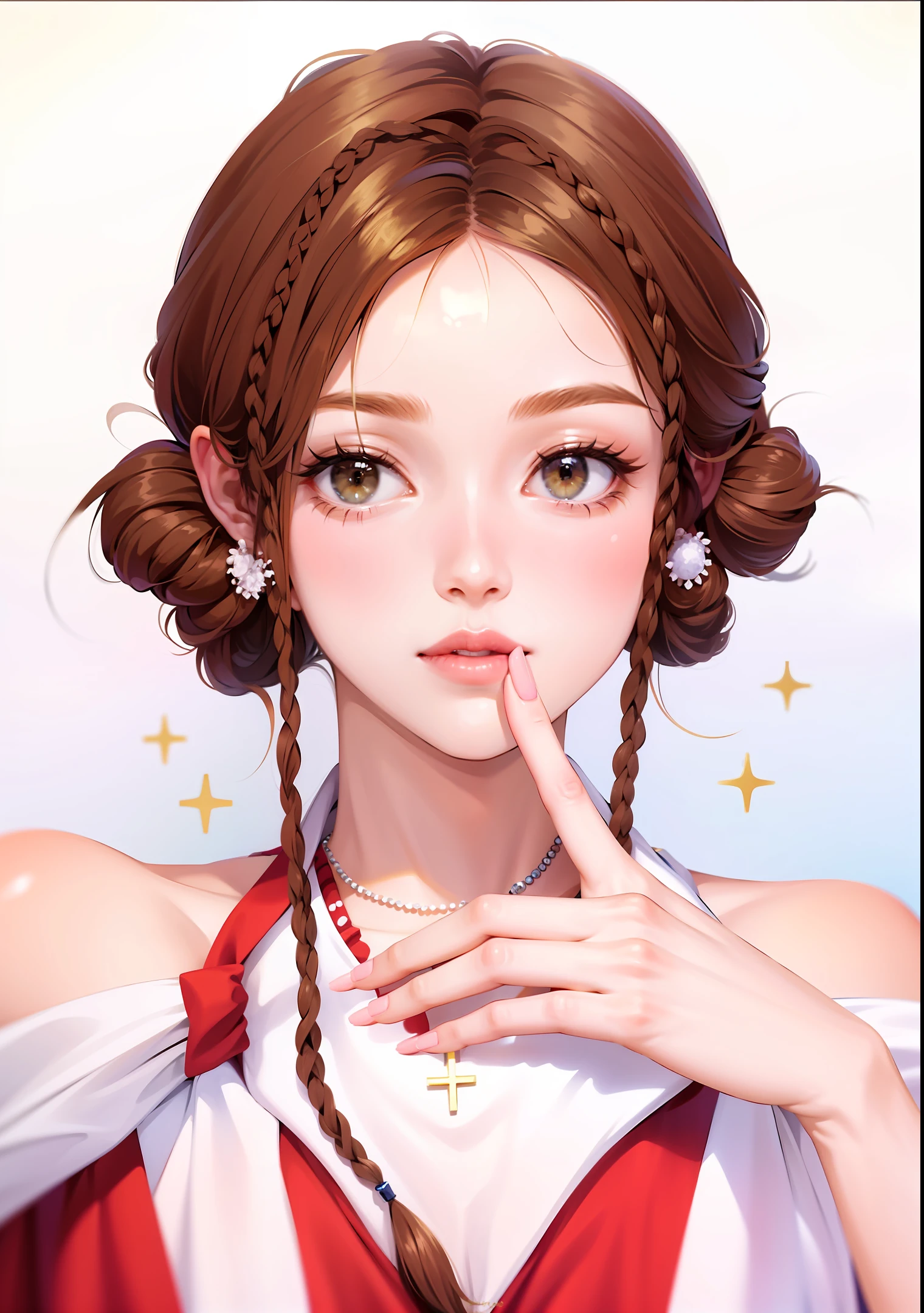 good-looking girl, pretty face, brown hair