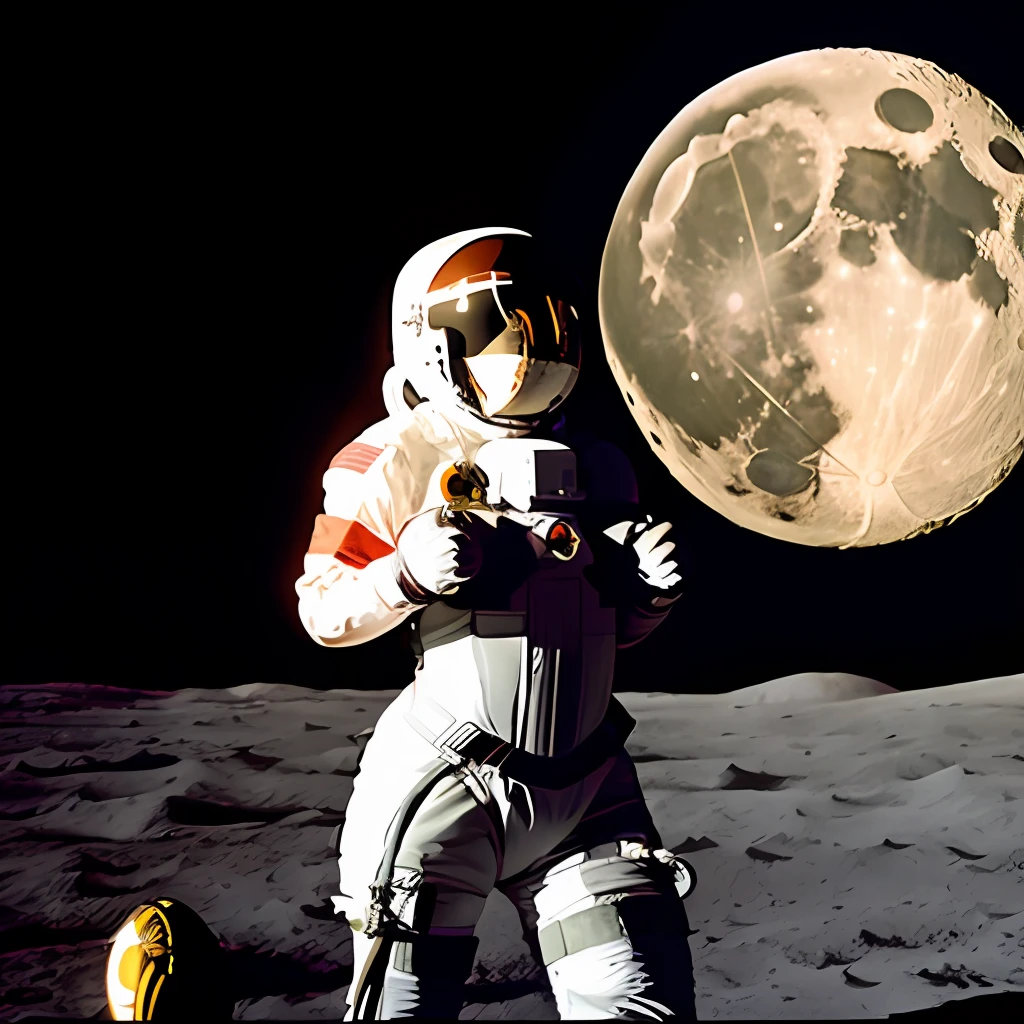 moon, landing, spaceship, 1girl, oxygen mask, big ass, big boobs, sexy lingerie