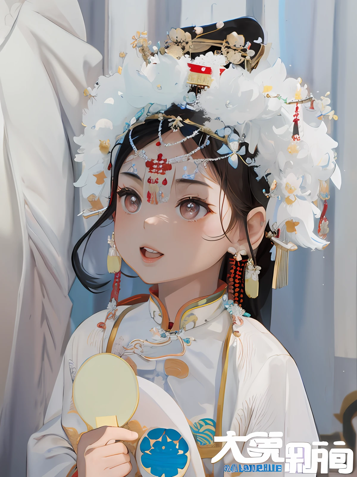 Arafed asian child wearing a white dress and a tiable, palace , a girl in hanfu, chinese princess, beautiful cute, ancient chinese princess, young goddess, ancient asian dynasty princess, white hanfu, beautiful princess, chinese empress, chinese se girl, Hanfu, Chinese clothing, cute and beautiful, best quality, masterpiece