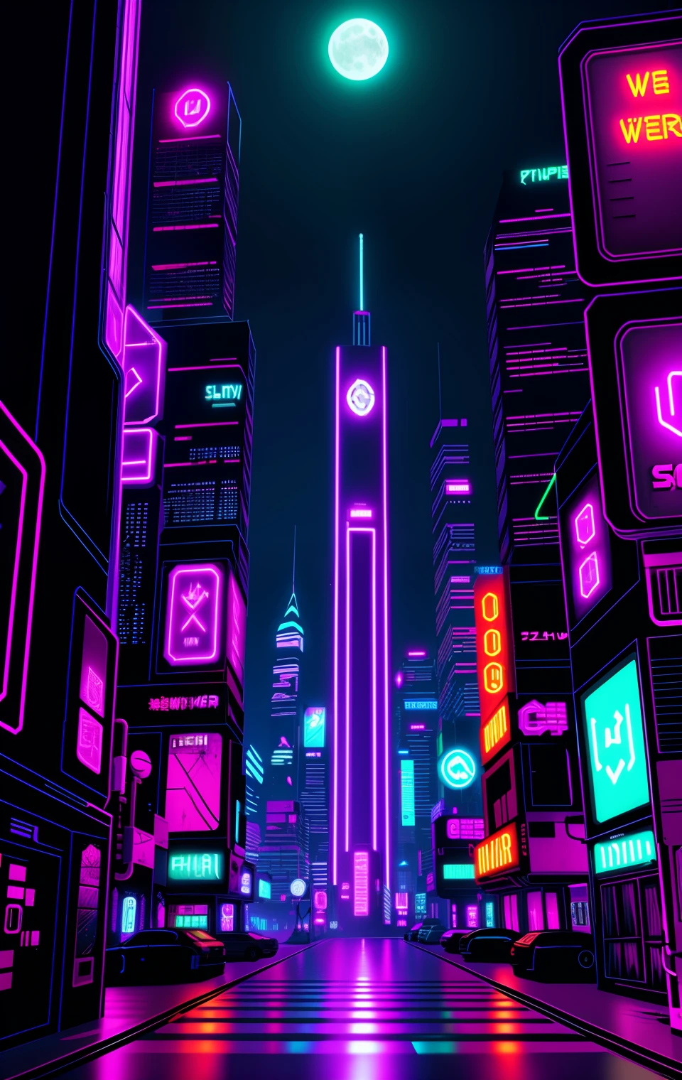 cyberpunk werewolf neon city background