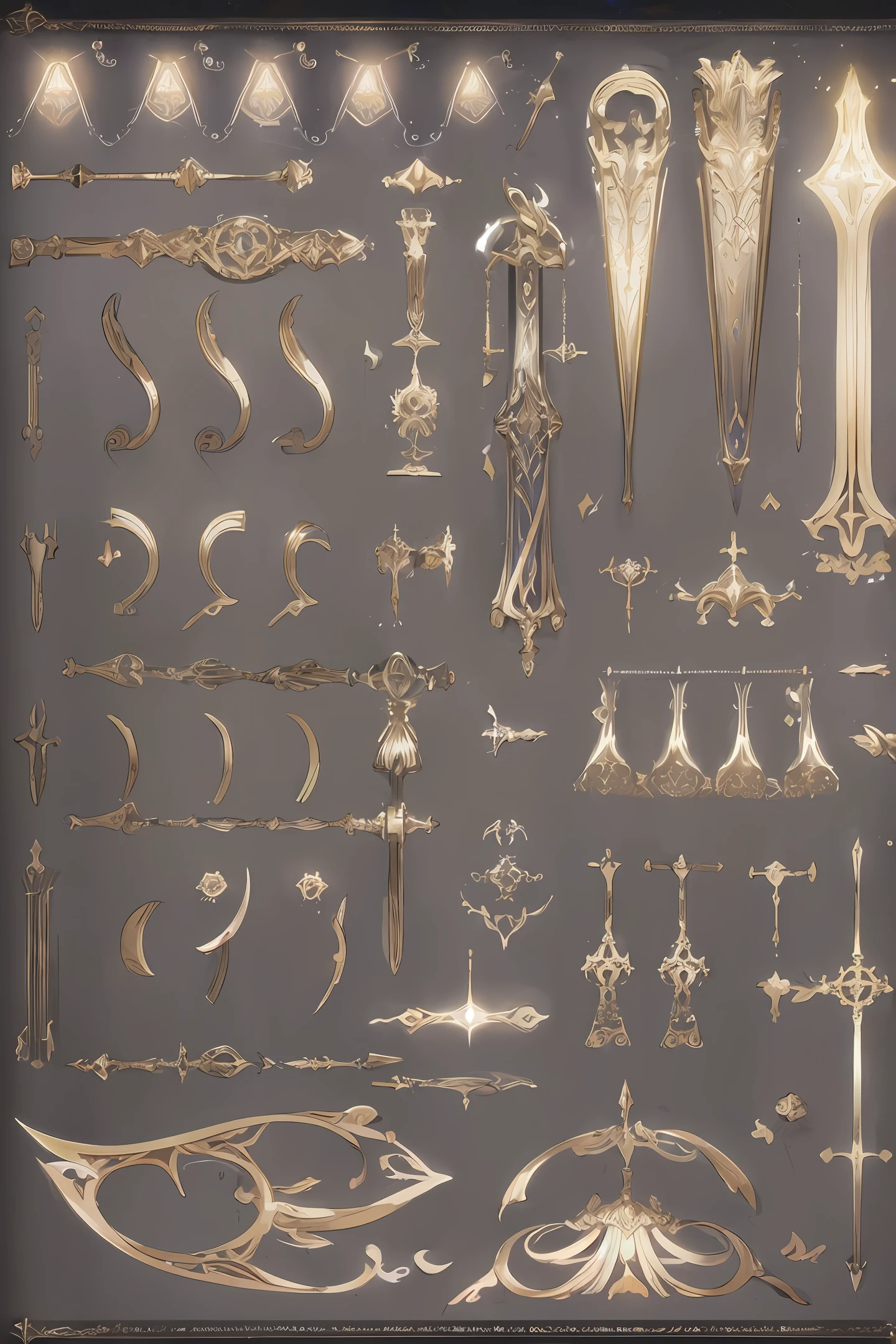 Weapon design tables, concept art, (Magic Wand), Dark, flame decoration, ((film)), (subtle lighting), (perfect shadows), (gorgeous), (perfect proportions), (intricate details)