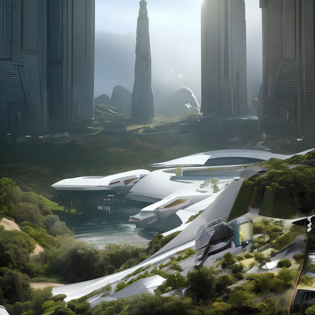 landscape of a futuristic sci fi city, sci fi, ultra realistic, high resolution, city,