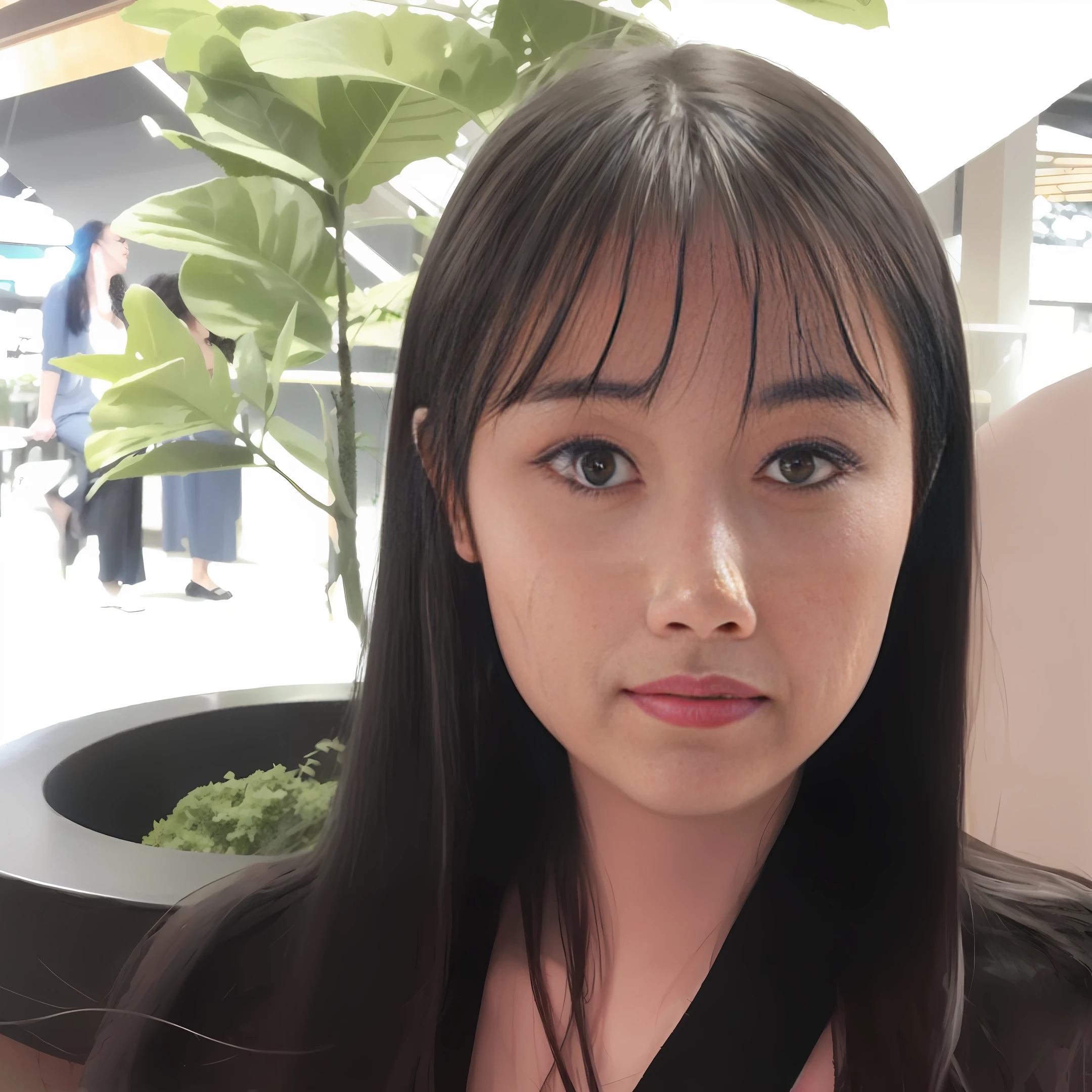 there is a woman that is sitting down with a plate of food, swimsuit, shapely body, shiny skin, xintong chen, xision wu, wenfei ye, louise zhang, chengyou liu, yun ling, 2 7 years old, qifeng lin, 2 8 years old, wenjun lin, leslie zhang , 2 9 years old, qichao wang, li zixin, jaeyeon nam