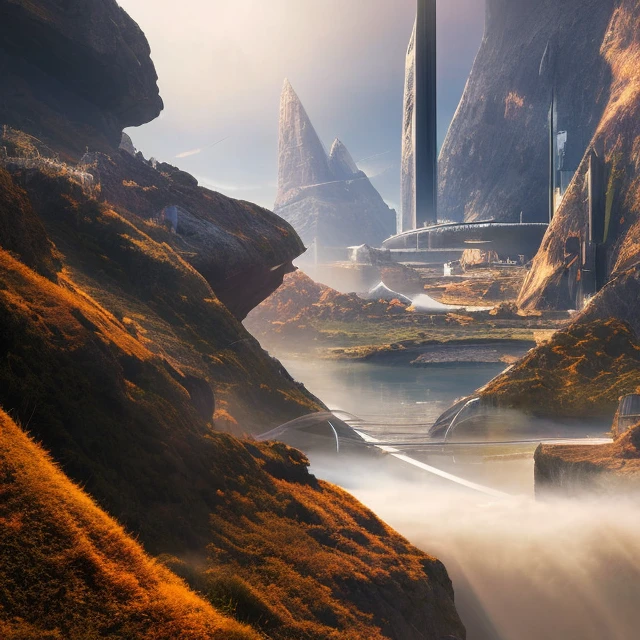 Landscape of futuristic sci-fi city, science fiction, surreal, high resolution, music city