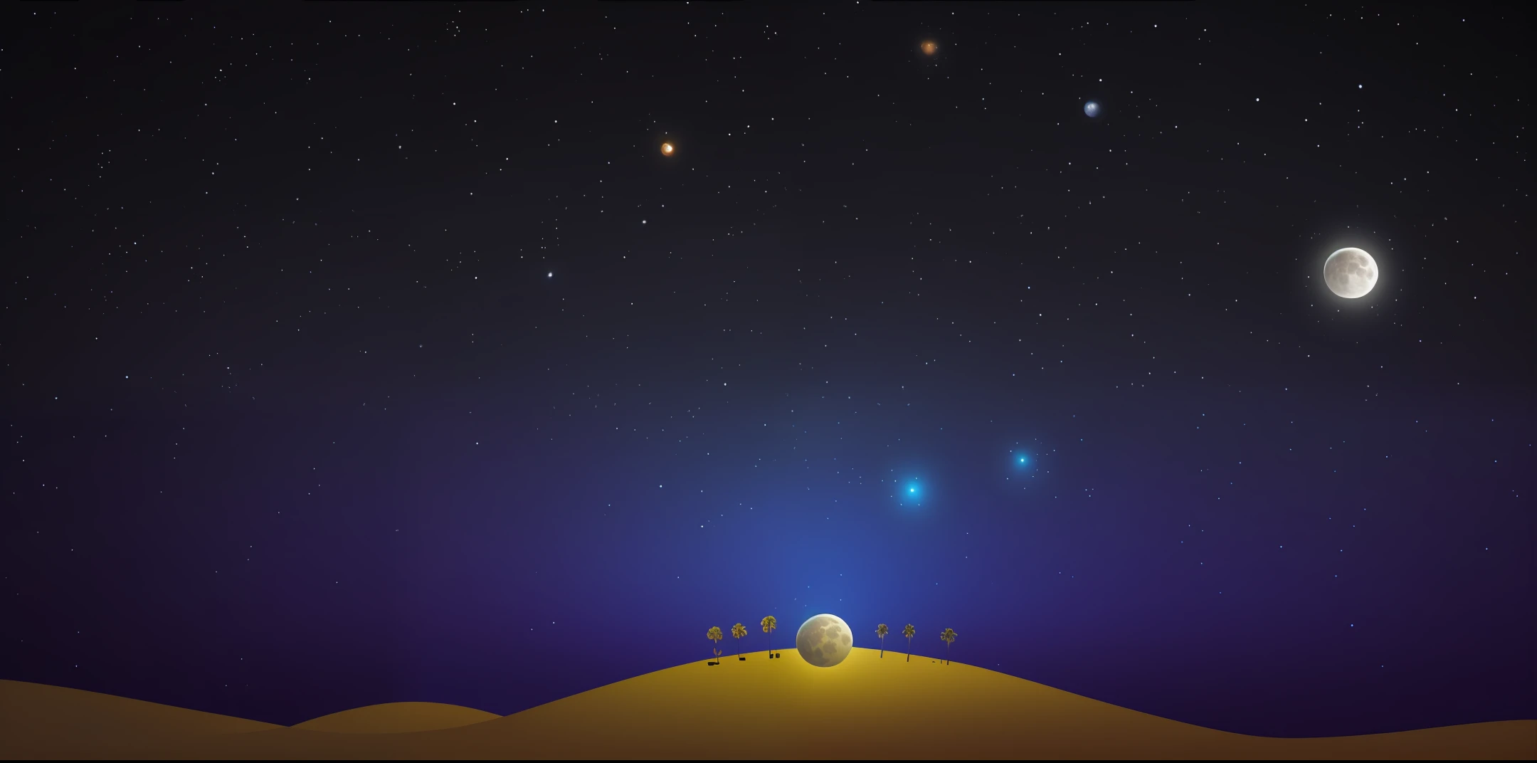 celestial theme. Design a captivating night sky filled with stars, galaxies, and planets. Make the centerpiece a large, mesmerizing full moon. Consider adding neon or glow-in-the-dark ink to make the stars and moon shine brightly when exposed to light. Ensure the design is elegant and visually appealing, capturing the wonders of the universe.