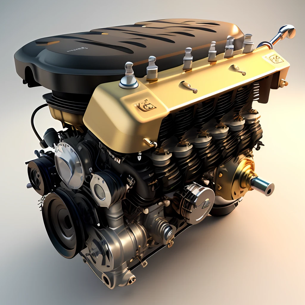 gasoline car engine open 3D BrassInstrumentAI