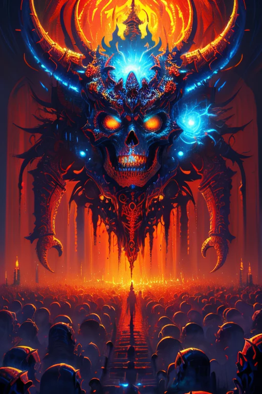 (begin style: (cinematic, ultra-detailed, best quality, strong lighting, illustration, 16k)), ((necromancer, medium shot, terrifying, intricate),((dramatic)), ((Color Blast)), ((false color)), ((oil painting))), (end style), chaos 750, stylized 750