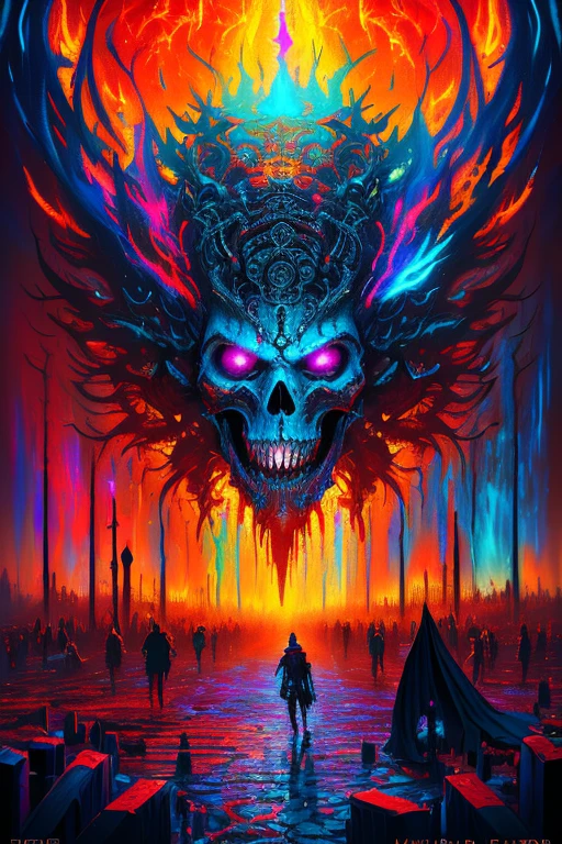 (begin style: (cinematic, ultra-detailed, best quality, strong lighting, illustration, 16k)), ((necromancer, medium shot, terrifying, intricate),((dramatic)), ((Color Blast)), ((false color)), ((oil painting))), (end style), chaos 750, stylized 750