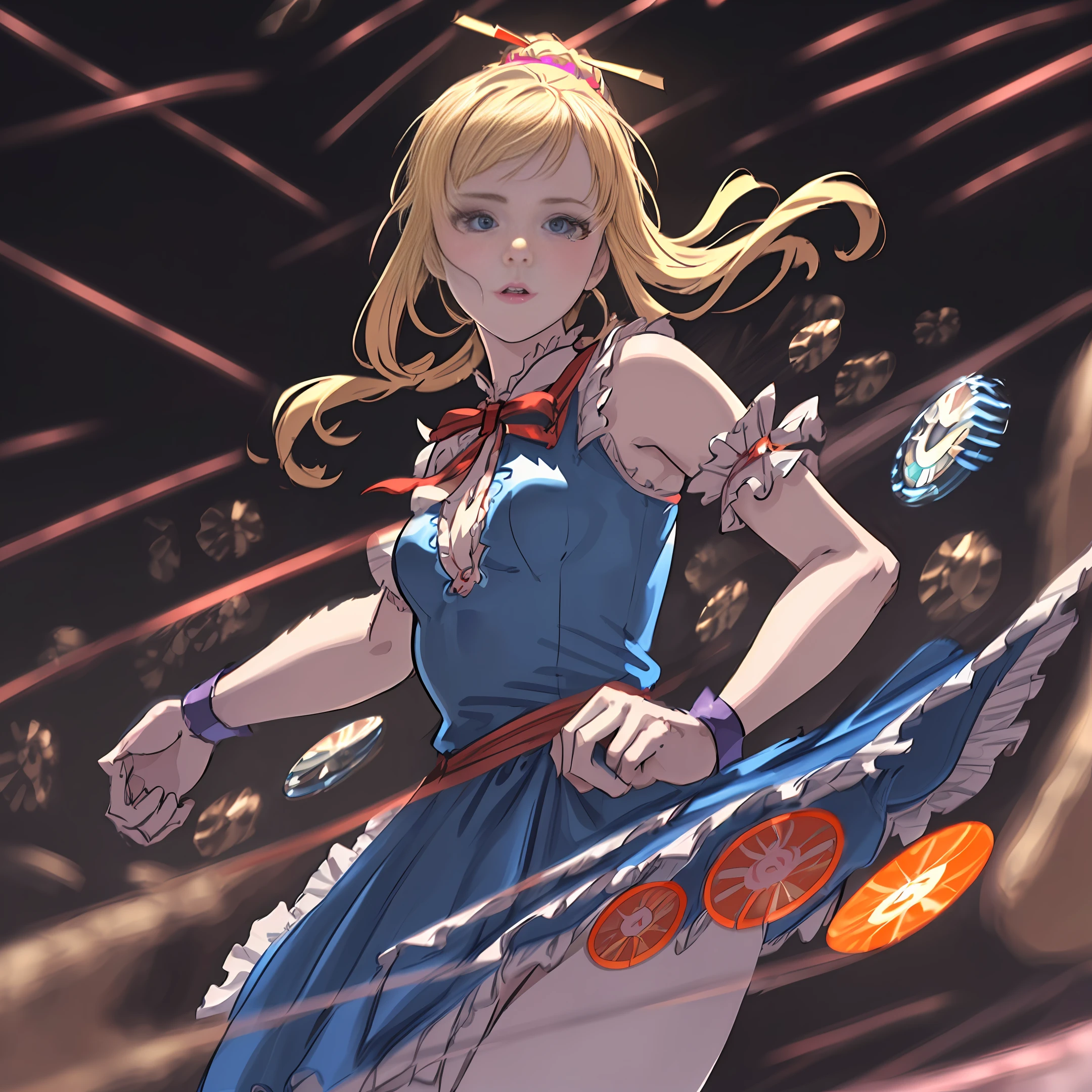 right and vibrant colors, oranges and reds, bright purples, hands clenched into fists, detailed face, very detailed skin, small and perky breasts, Slim and fit body, Close Full body shot, action shot, long and wide elegant victorian blue dress, billowing dress, dress blown up revealing legs, an 18 year old Alice through the looking glass falling down the rabbit hole, Bright and vibrant colors, Trippy background, melting clocks in the background, concerned facial expression, messy bright blonde hair, very low camera angle, (realistic:1.5), skin indent. octane render, (unparalleled masterpiece, ultra-realistic 8k CG, dramatic, ray tracing, HDR:1.2), (Best Quality), fantasy, atmospheric, extremely detailed, intricate, hyper-detailed, harsh lighting, (specular lighting:1.4), (photorealistic face:1.2), (skindentation:1.3), (1girl:1.4), ()