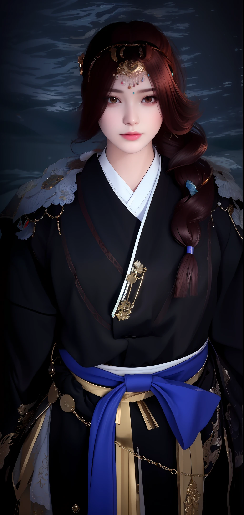 best quality, masterpiece, highres, 1girl,china dress,hair ornament,necklace, jewelry,Beautiful face,upon_body, tyndall effect,photorealistic, beside river, rim lighting, two tone lighting,(high detailed skin:1.2), 8k uhd, dslr, soft lighting, high quality, volumetric lighting, candid, Photograph, high resolution, 4k, 8k, Bokeh