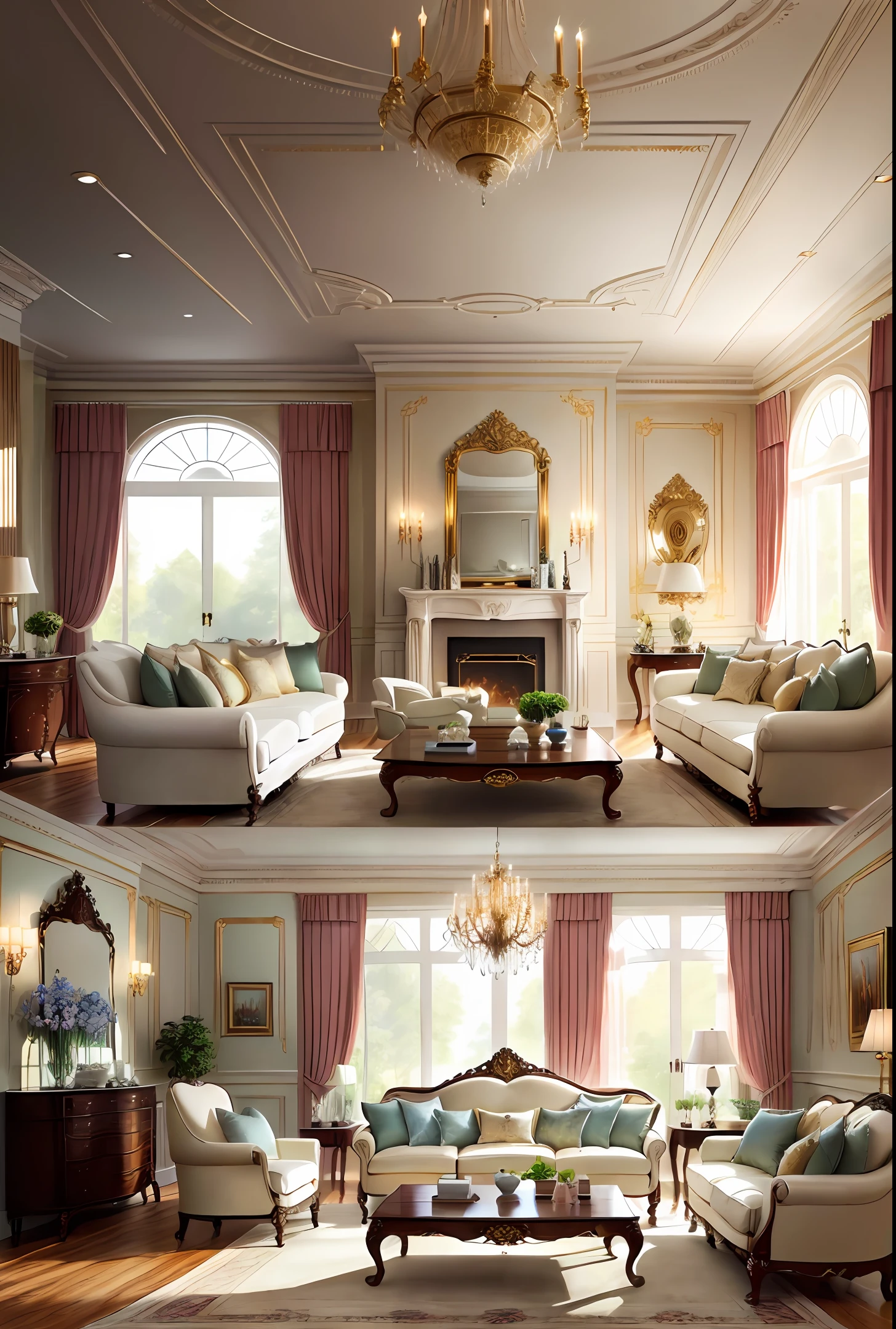 European-style living room, interior decoration details, decoration design drawings
