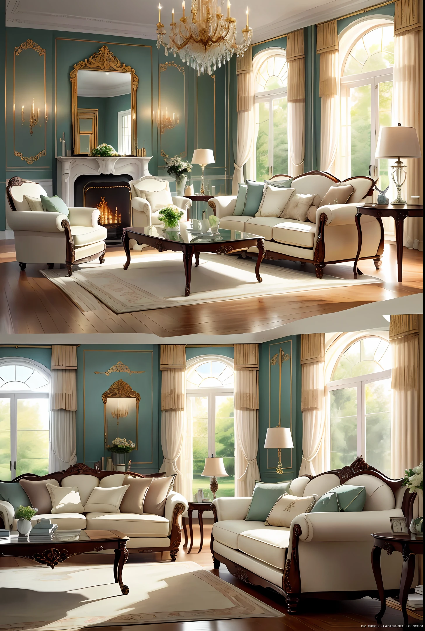 European-style living room, interior decoration details, decoration design drawings