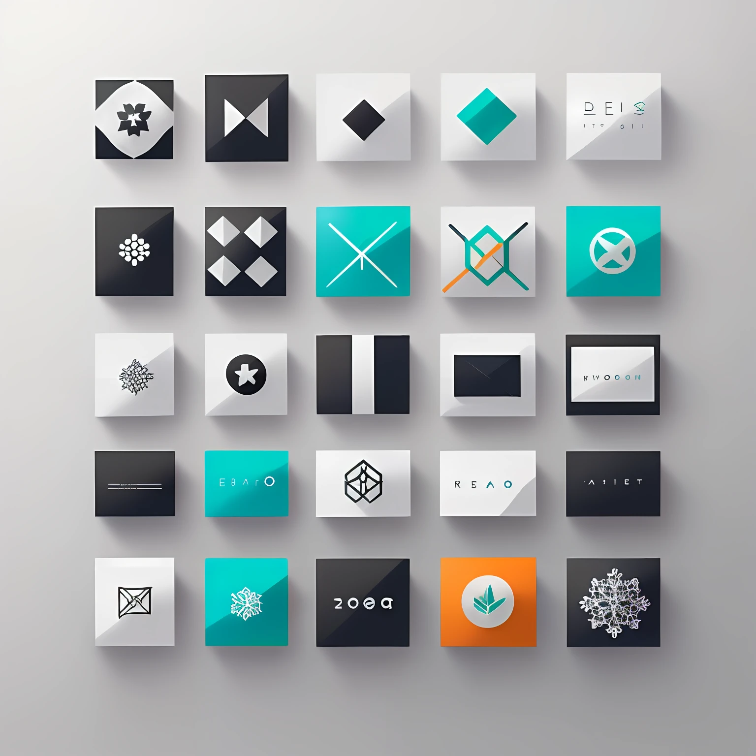 A modern minimalist logo with a flat design and neatly arranged multiple designs