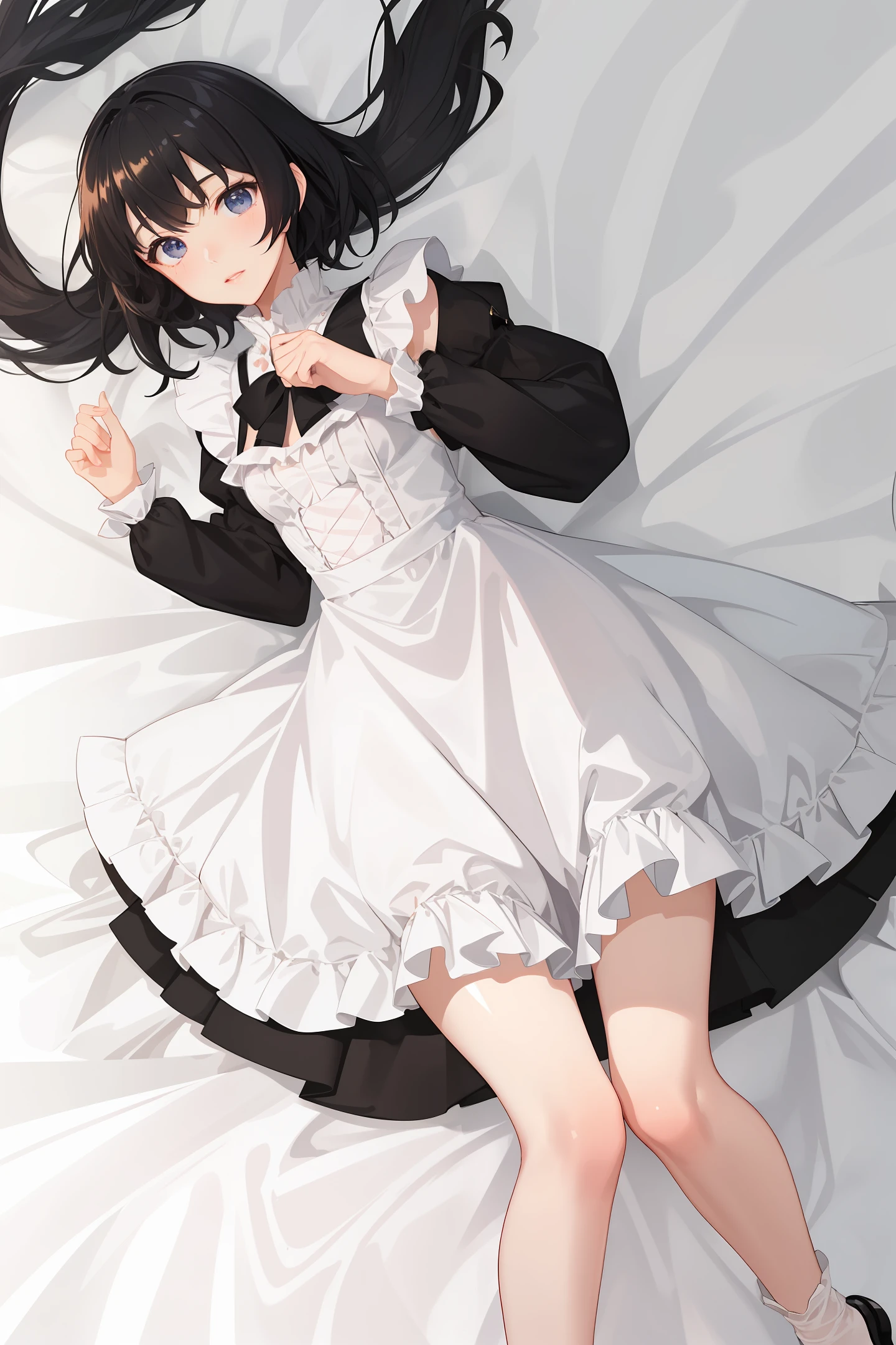 lolita, best quality, very detailed, super detailed, masterpiece, illustration, beautiful detailed eyes, anime, moe, (((illustration))), (((solo))), ((1boy)), Futanari, Otoko no Ko, ((Incubus)), ((dark blue eyes)),(((black hair))),((((very short hair)))),[[white skin]],( ((shiny skin))), ((small bust)), light blush, scarf, fur trim, ((Sweet Lolita)), ball gown, puffed sleeves,(((pink dress))) , (crinoline dress), garter belt, striped stockings, ankle boots, gloves, topless, breastless, lolita dress, gorgeous dress, realistic details,