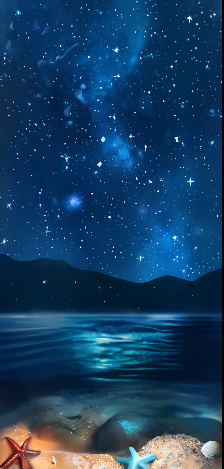 starry night sky with stars and sea shells on the beach, night background, calm night. digital illustration, star(sky) starry_sky, starry sky in background, night sky background, moonlit starry sky environment, starry night sky, starry sky, night landscape background, astral night sky background, night time with starry sky, the night sky is a sea, night scenery