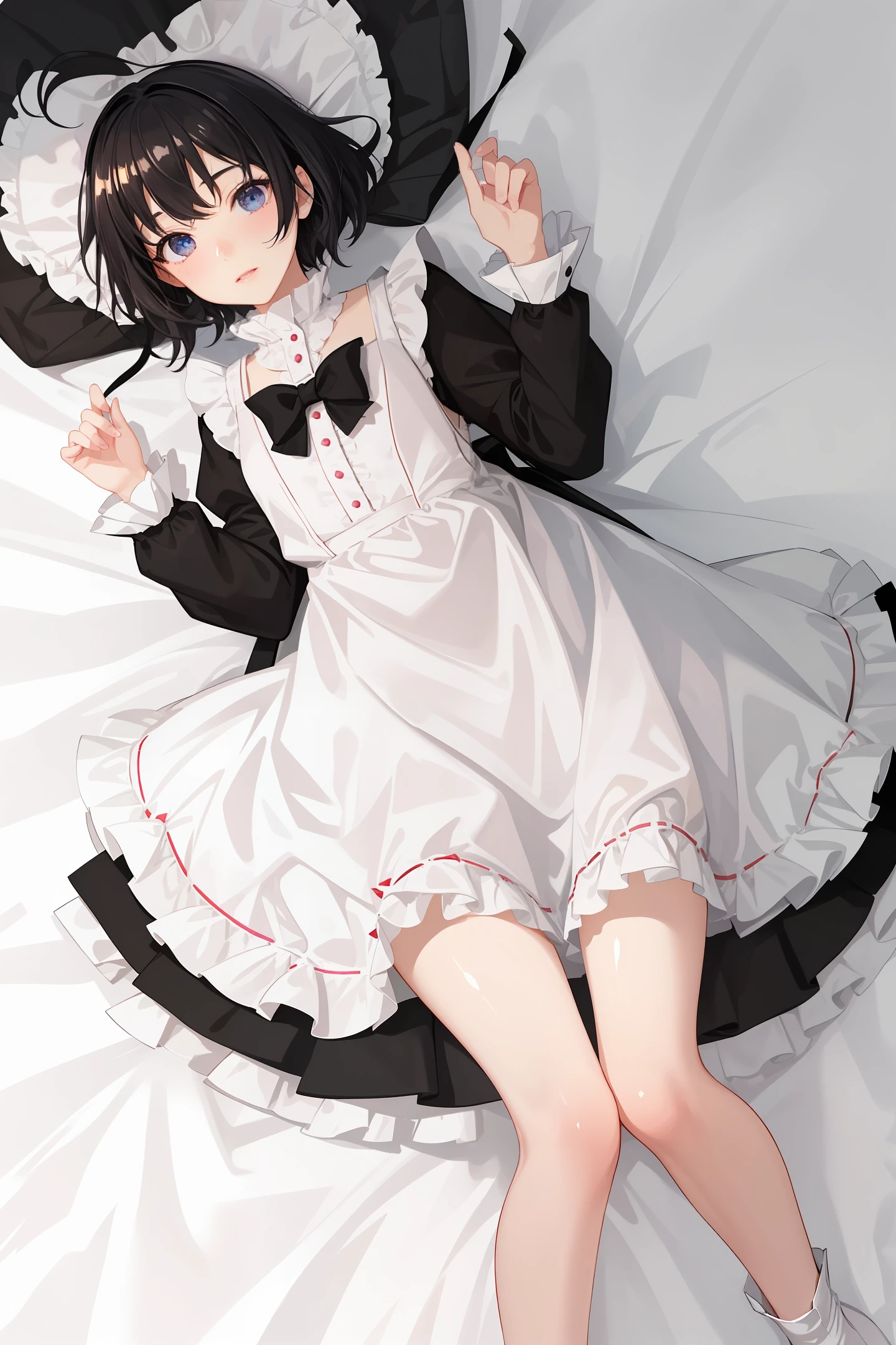 lolita, best quality, very detailed, super detailed, masterpiece, illustration, beautiful detailed eyes, anime, moe, (((illustration))), (((solo))), ((1boy)), Futanari, Otoko no Ko, ((Incubus)), ((dark blue eyes)),(((black hair))),((((very short hair)))),[[white skin]],( ((shiny skin))), ((small bust)), light blush, scarf, fur trim, ((Sweet Lolita)), ball gown, puffed sleeves,(((pink dress))) , (crinoline dress), garter belt, striped stockings, ankle boots, gloves, topless, breastless, lolita dress, gorgeous dress, realistic details,