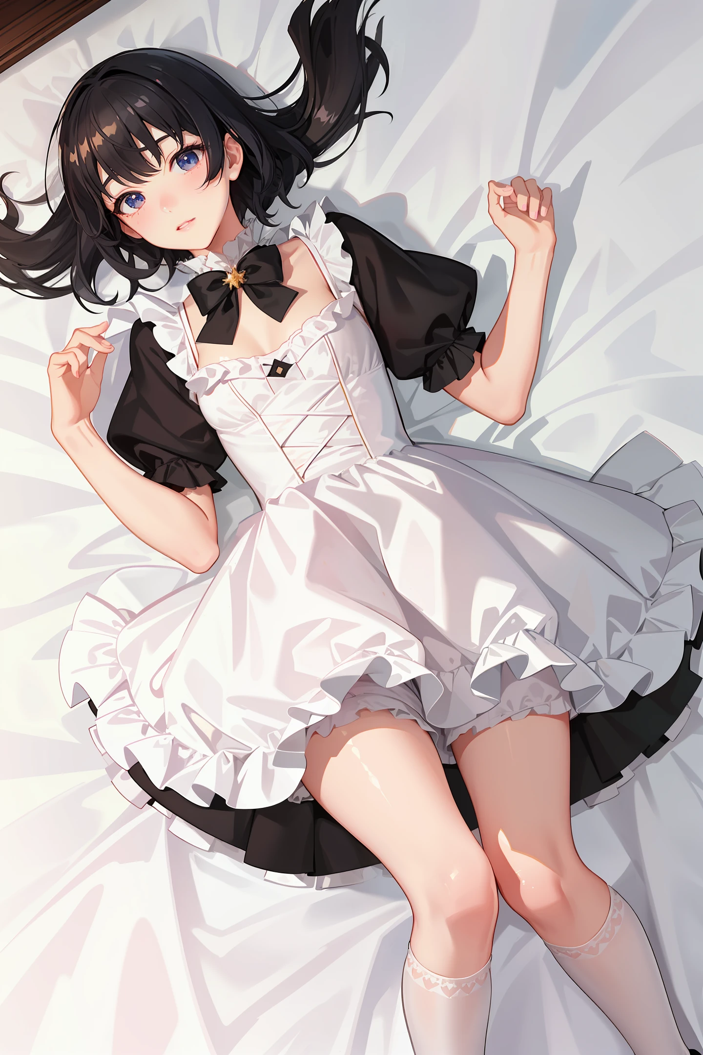 lolita, best quality, very detailed, super detailed, masterpiece, illustration, beautiful detailed eyes, anime, moe, (((illustration))), (((solo))), ((1boy)), Futanari, Otoko no Ko, ((Incubus)), ((dark blue eyes)),(((black hair))),((((very short hair)))),[[white skin]],( ((shiny skin))), ((small bust)), light blush, scarf, fur trim, ((Sweet Lolita)), ball gown, puffed sleeves,(((pink dress))) , (crinoline dress), garter belt, striped stockings, ankle boots, gloves, topless, breastless, lolita dress, gorgeous dress, realistic details,