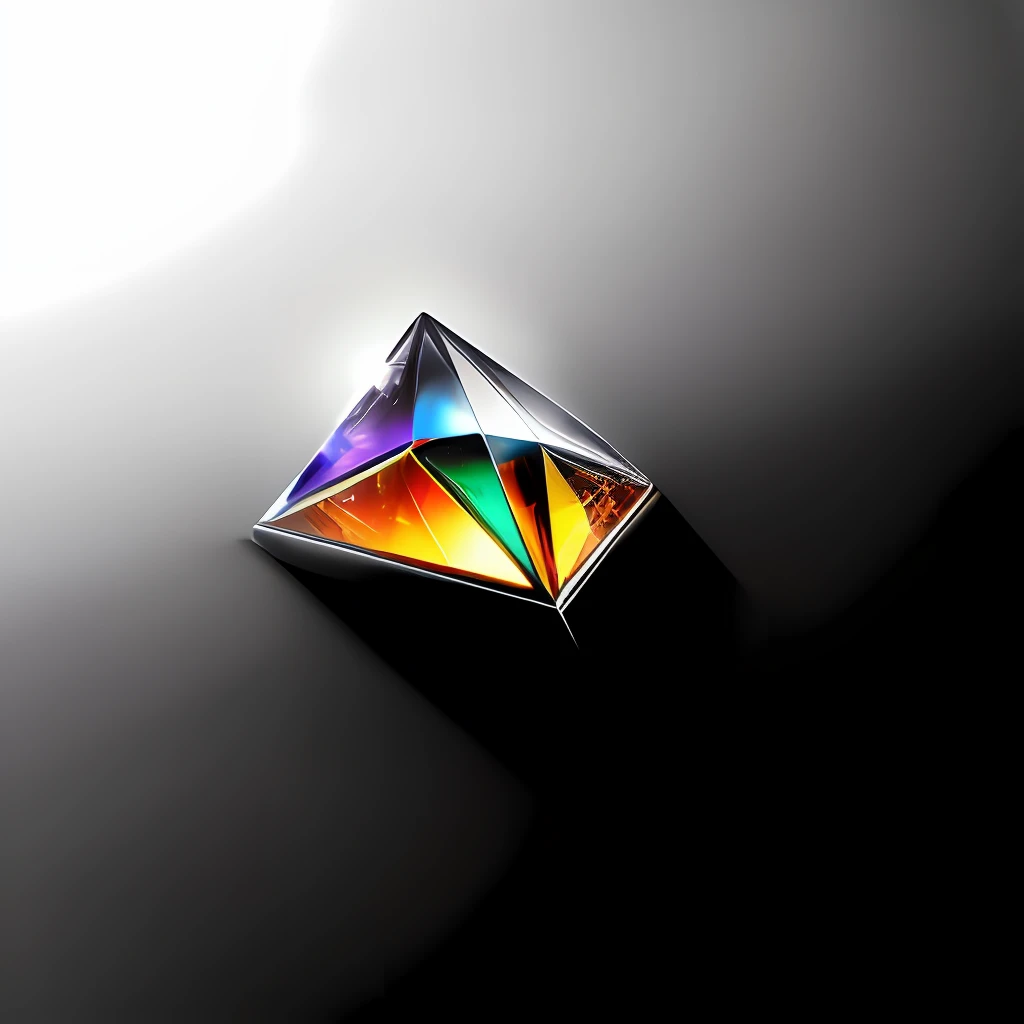 logo, luxury, prism, diamond, reflection, white, bold minimal geometry, solid color, white background