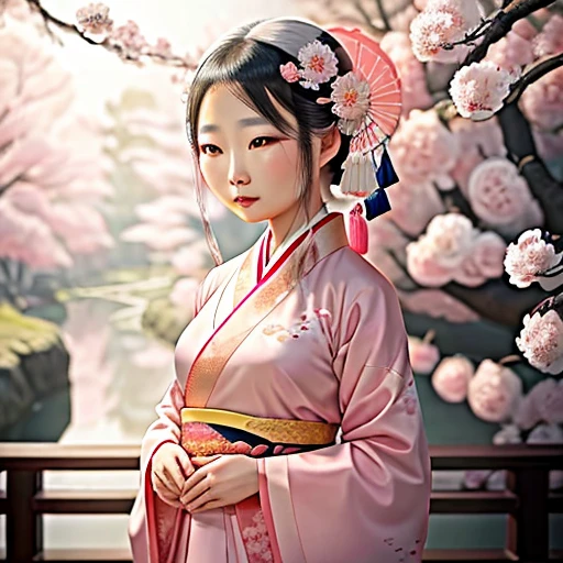 araffe asian woman in a pink dress posing for a picture, hanfu, white hanfu, japanese clothes, palace ， a girl in hanfu, pale and coloured kimono, traditional chinese clothing, with acient chinese clothes, wearing ancient chinese clothes, 中 元 节, pale pink and gold kimono, wearing kimono, kimono, in kimono
