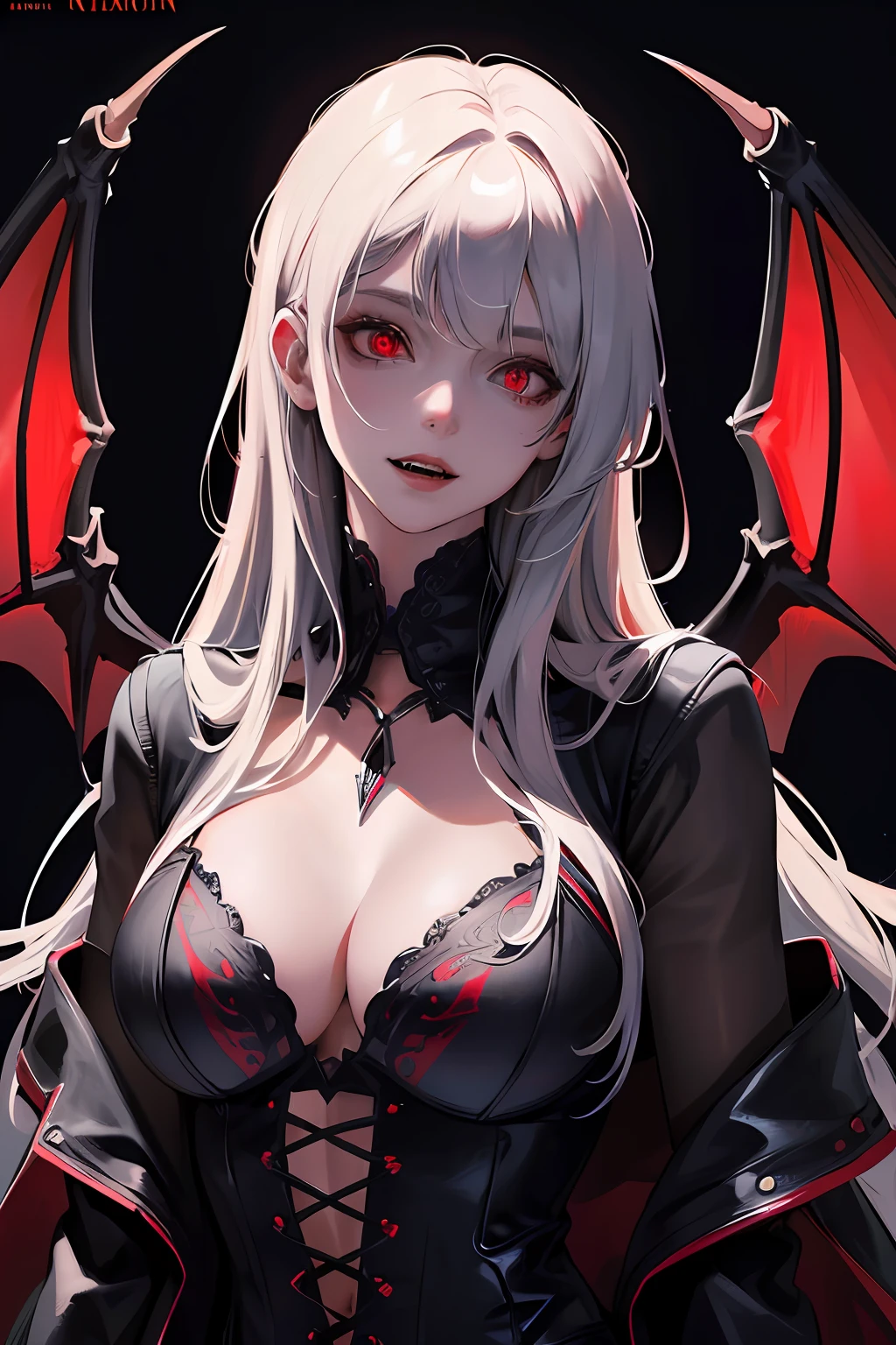 Fine, (Best Illustration), 8k Resolution, Intricate Details, Best Quality, Realistic, Ultra Detailed, Best Lighting, Best Shadows, Ultra HD, A Necromancer, Night, Magic, Dark Style, Vampire, Bat wings, red glowing eyes
