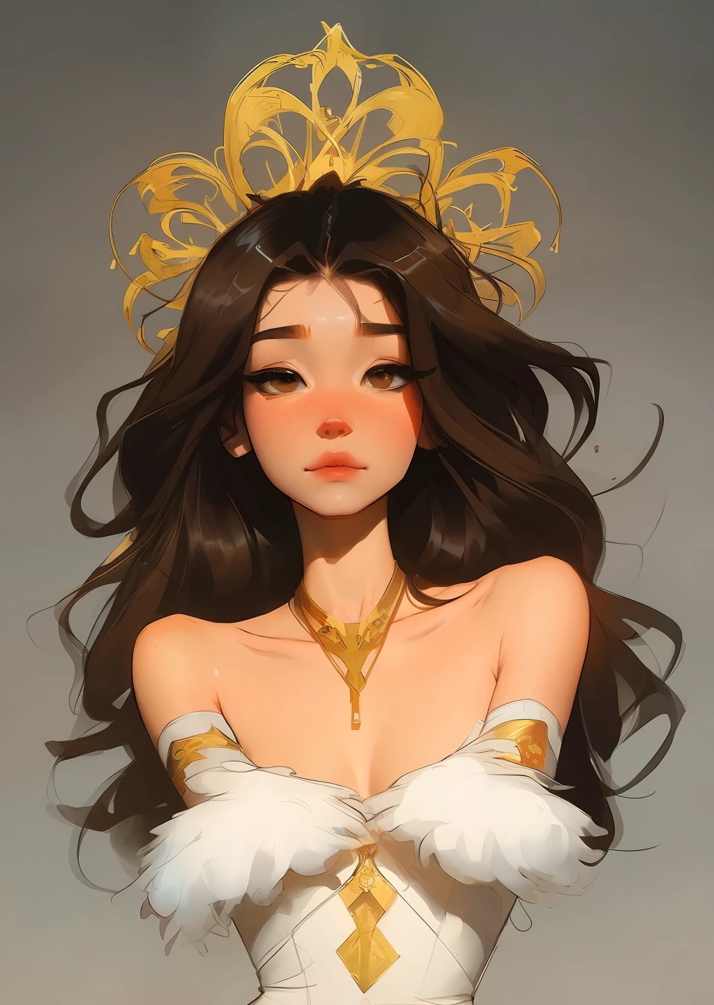 ((full body)), samdoesarts style award winning full body portrait of a beautiful woman, ((perfect feminine face)), ((Medieval dress)), embroidered with gold edges, Intricate and beautiful dress, (beautiful detail eyes), (very long fluffy curly hair), palaces, (standing in the garden), (flying petals), shaded flat illustration, digital art, trending on artstation, highly detailed, fine detail, intricate, art by artgerm and rutkowski and alphonse mucha,