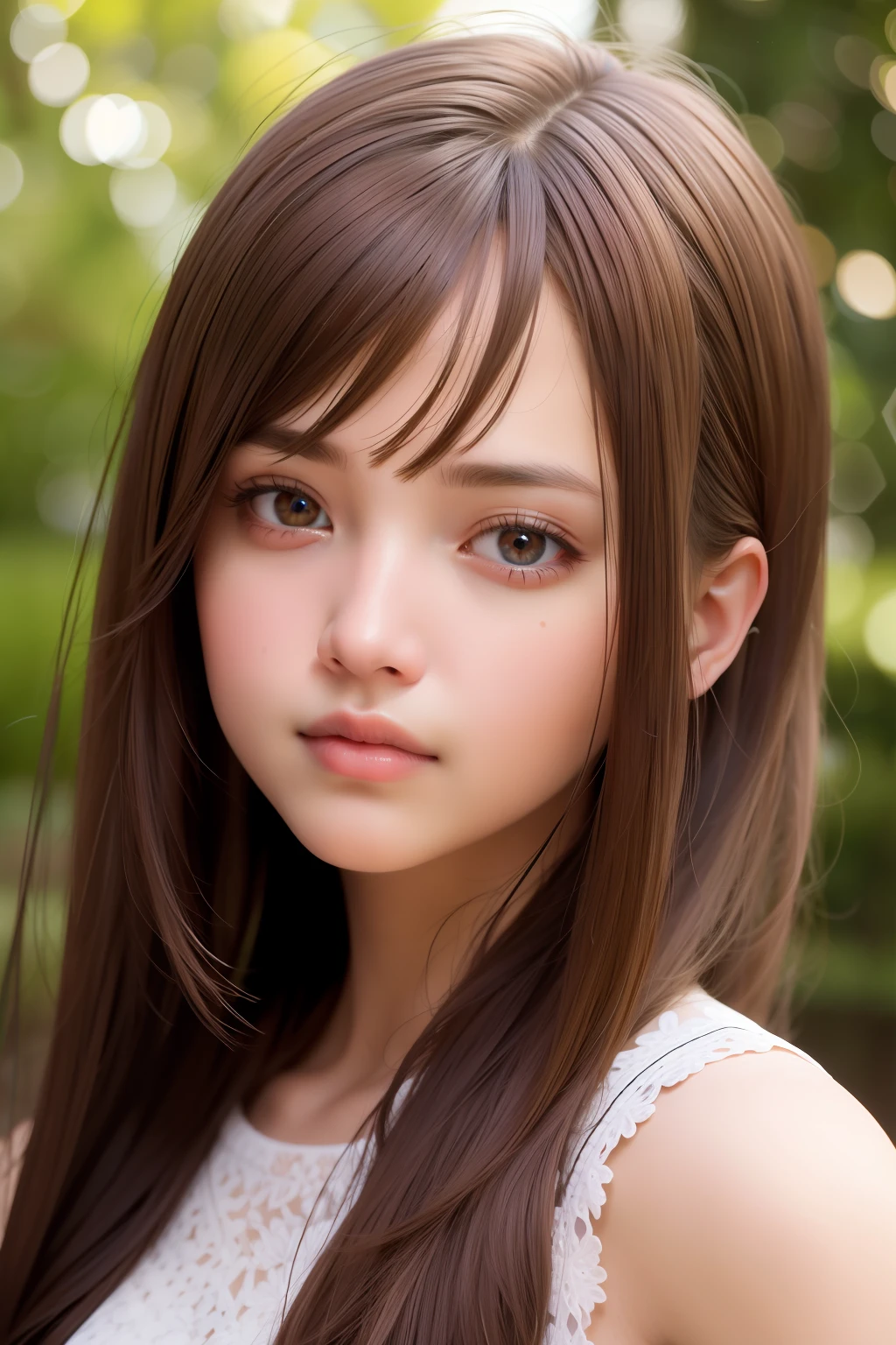 best quality, masterpiece,  (realistic:1.2), 1 girl, brown hair, brown eyes,Front, detailed face, beautiful eyes