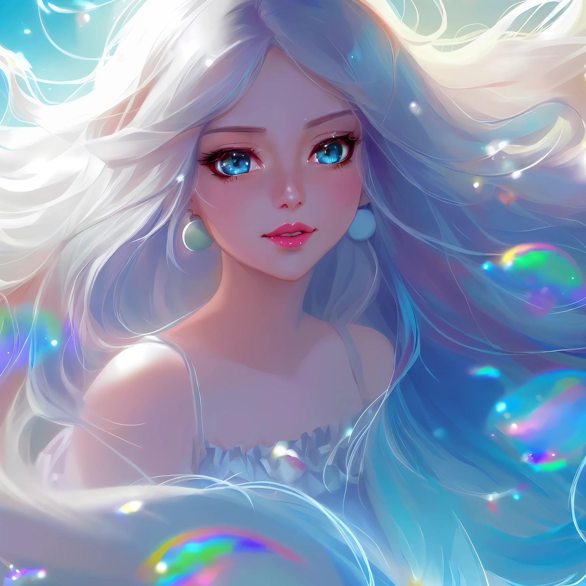 a close up of a girl with long white hair and blue eyes, digital anime art, fantasy art style, anime styled digital art, cute detailed digital art, detailed digital anime art, beautiful anime art style, beautiful digital artwork, digital anime illustration, anime art wallpaper 4 k, anime art wallpaper 4k, anime art wallpaper 8 k, anime style 4 k