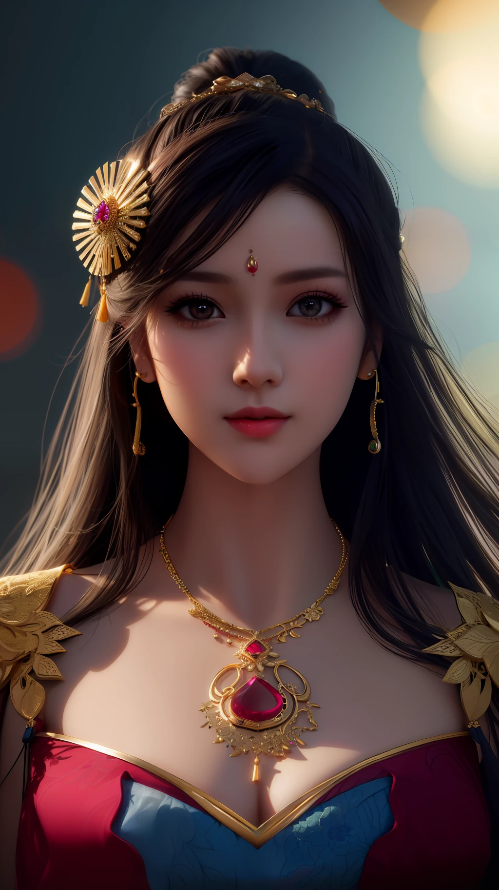 best quality, masterpiece, highres, 1girl,china dress,hair ornament,necklace, jewelry,Beautiful face,upon_body, tyndall effect,photorealistic, dark studio, rim lighting, two tone lighting,(high detailed skin:1.2), 8k uhd, dslr, soft lighting, high quality, volumetric lighting, candid, Photograph, high resolution, 4k, 8k, Bokeh