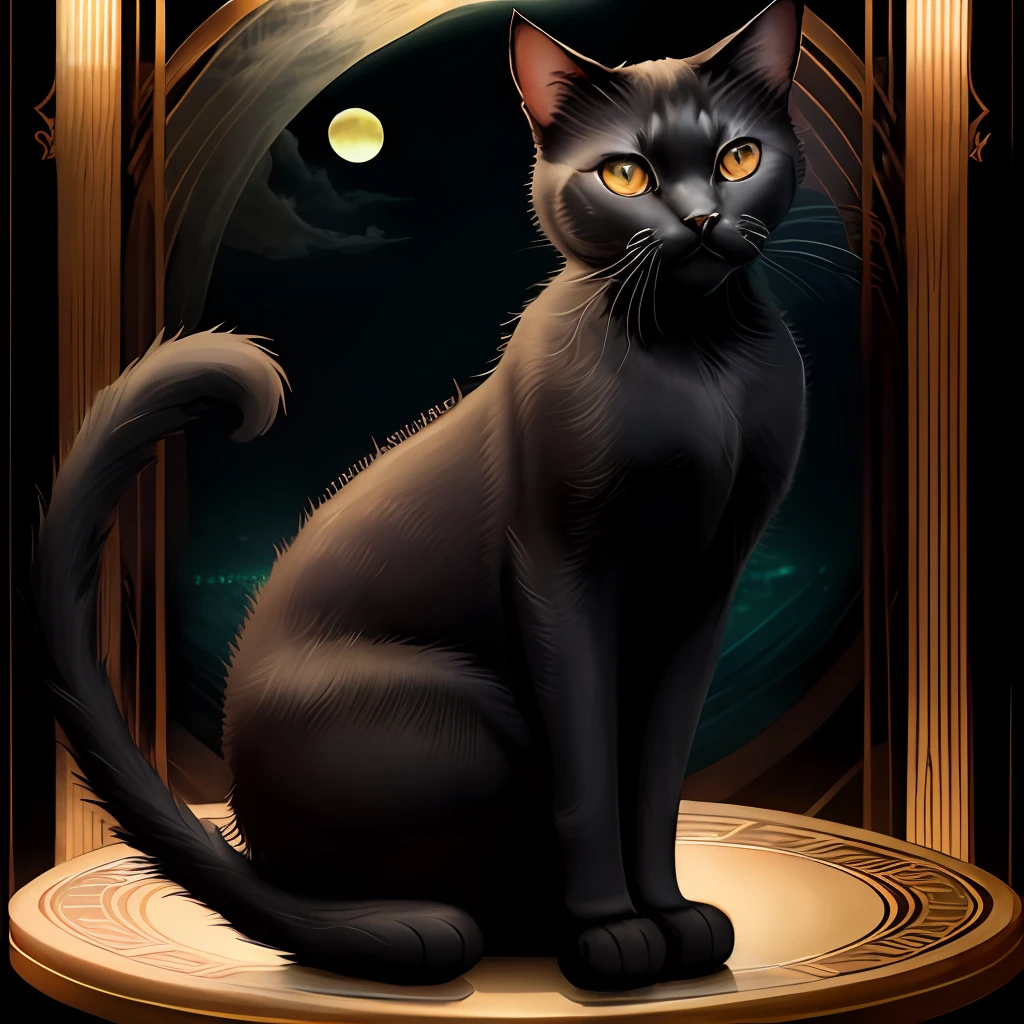 graceful art deco black cat -v 4 --s 250