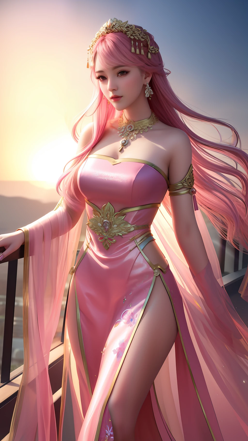 best quality, masterpiece, highres, 1girl,china dress,hair ornament,necklace, jewelry,Beautiful face,upon_body, tyndall effect,photorealistic, dark studio, rim lighting, two tone lighting,(high detailed skin:1.2), 8k uhd, dslr, soft lighting, high quality, volumetric lighting, candid, Photograph, high resolution, 4k, 8k, Bokeh, pink hair, nude, transparent clothes,