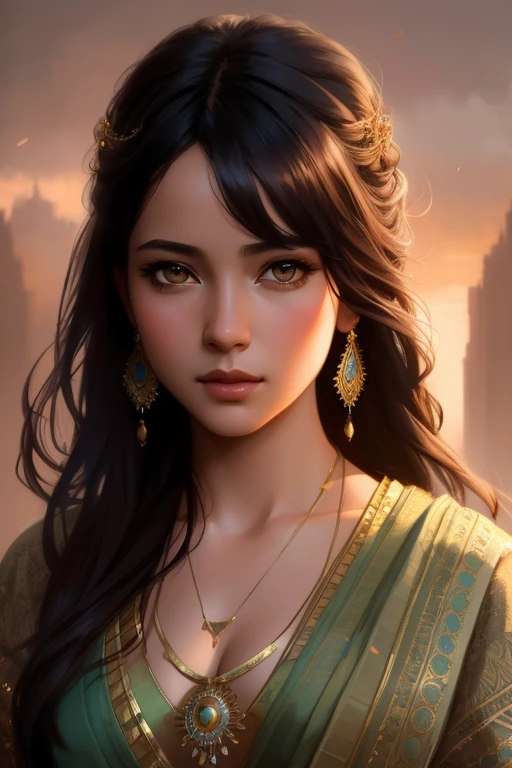 modelshoot style, (extremely detailed CG unity 8k wallpaper), full shot body photo of the most beautiful artwork in the world, beautiful women in saree, professional majestic oil painting by Ed Blinkey, Atey Ghailan, Studio Ghibli, by Jeremy Mann, Greg Manchess, Antonio Moro, trending on ArtStation, trending on CGSociety, Intricate, High Detail, Sharp focus, dramatic, photorealistic painting art by midjourney and greg rutkowski