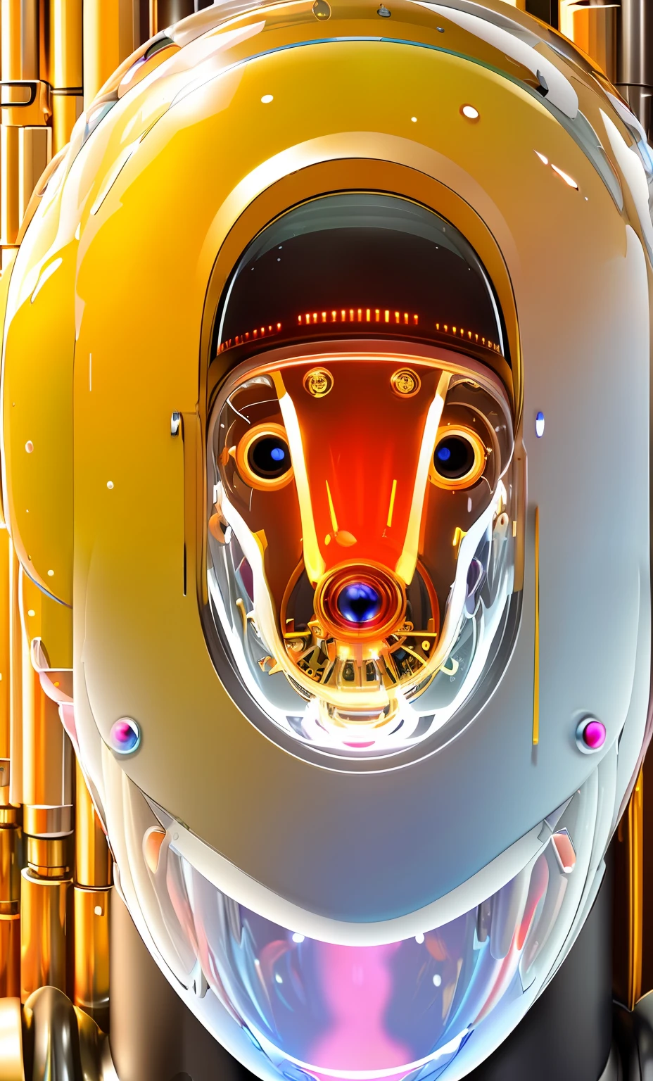 highly detailed robot head, clockwork, transparent, fluid filled colorful, expressive, abstract, trending on artstation