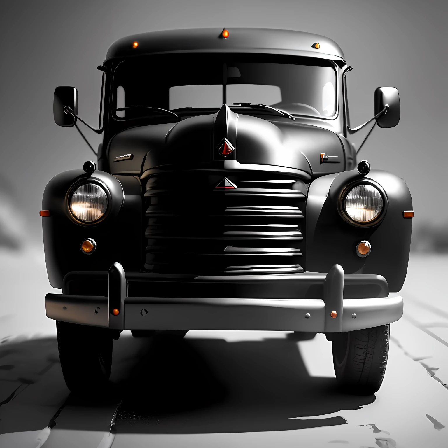 twenty year old small truck antracit statue, lights on, High detail RAW color art, animation, black marble material of a truck, high angle, neutral dark background, (((ultra detailed elegant))), magical atmosphere,(focus on front of car), (intricately detailed, fine details, hyper detailed), raytracing, subsurface scattering, diffused soft lighting, shallow depth of fieldsharp focus bokeh