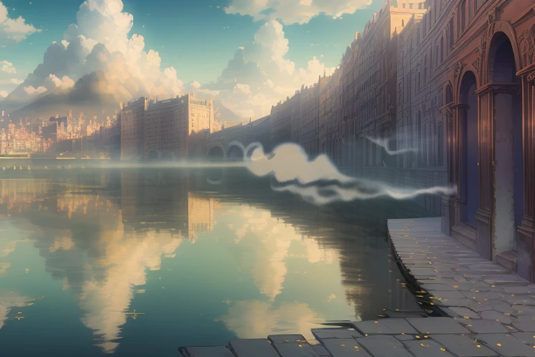 (extremely detailed CG unity 8k wallpaper, masterpiece, best quality, ultra-detailed), (best illumination, best shadow, an extremely delicate and beautiful), floating, dynamic angle, strong contrast, (1 man), crown, sharp suit, confident expression, (smoking a cigar), city skyline in the background.