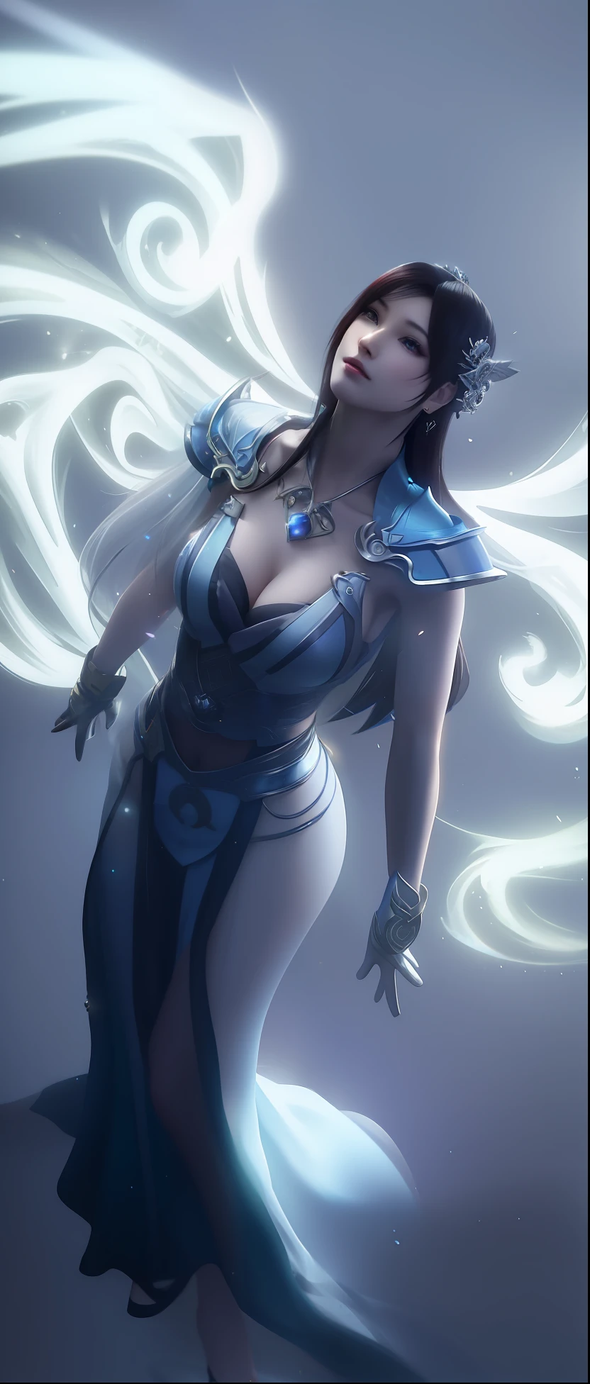 a close up of a woman in a red dress with long hair, beautiful alluring anime woman, a beautiful fantasy empress, inspired by Du Qiong, seductive tifa lockhart portrait, ((a beautiful fantasy empress)), seductive anime girl, beautiful anime woman, glamorous tifa lockheart, beautiful avatar pictures, mai shiranui, lady in blue sky armor, tifa, (lingerie:1.2), photo realistic, upon_body, tyndall effect, photorealistic, dark studio, rim lighting, two tone lighting, (high detailed skin:1.2), 8k uhd, dslr, soft lighting, high quality, volumetric lighting, candid, Photograph, high resolution, 4k, 8k, Bokeh, head looking up