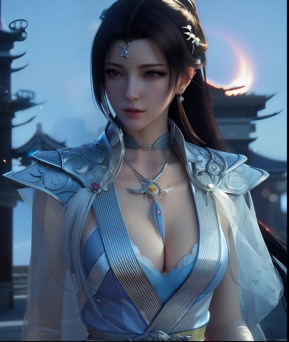 a close up of a woman in a red dress with long hair, beautiful alluring anime woman, a beautiful fantasy empress, inspired by Du Qiong, seductive tifa lockhart portrait, ((a beautiful fantasy empress)), seductive anime girl, beautiful anime woman, glamorous tifa lockheart, beautiful avatar pictures, mai shiranui, lady in blue sky armor, tifa, (lingerie:1.2), photo realistic, upon_body, tyndall effect, photorealistic, dark studio, rim lighting, two tone lighting, (high detailed skin:1.2), 8k uhd, dslr, soft lighting, high quality, volumetric lighting, candid, Photograph, high resolution, 4k, 8k, Bokeh,