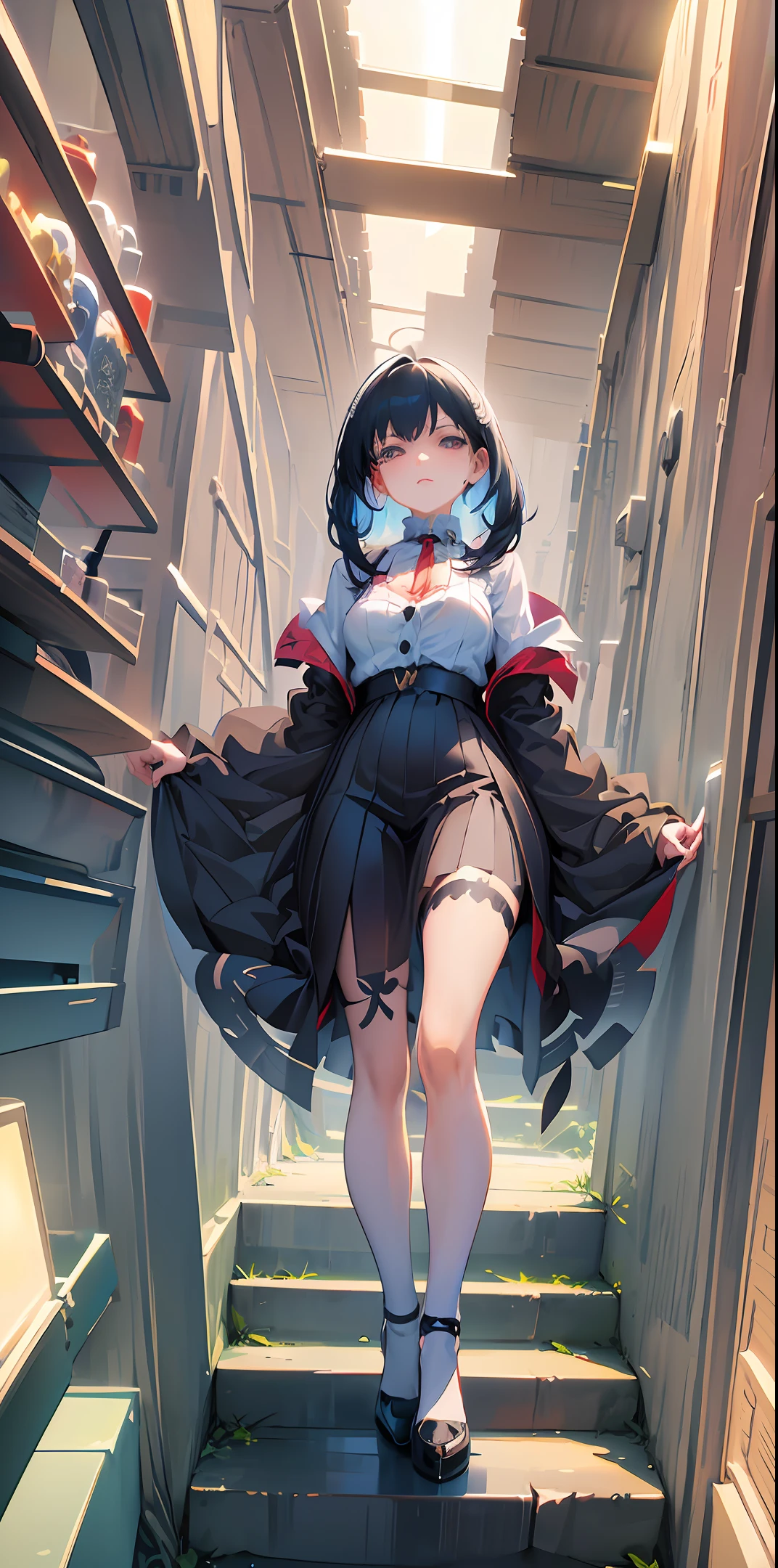 Clockwork Doll teen anime art, long Undercut hair, manga, character design, detailed, 4k, beautiful