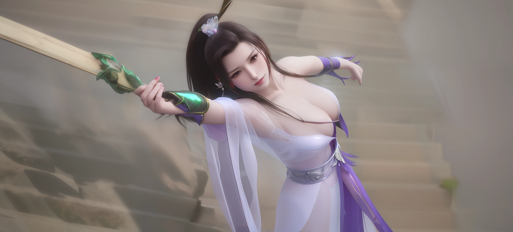 a close up of a woman in a red dress with long hair, beautiful alluring anime woman, a beautiful fantasy empress, inspired by Du Qiong, seductive tifa lockhart portrait, ((a beautiful fantasy empress)), seductive anime girl, beautiful anime woman, glamorous tifa lockheart, beautiful avatar pictures, mai shiranui, lady in light purple armor, tifa, (lingerie:1.2), photo realistic, upon_body, tyndall effect, photorealistic, dark studio, rim lighting, two tone lighting, (high detailed skin:1.2), 8k uhd, dslr, soft lighting, high quality, volumetric lighting, candid, Photograph, high resolution, 4k, 8k, Bokeh, breast out, (nude:1.4), (purple eyes color), (transparent armor:1.5), big breast,