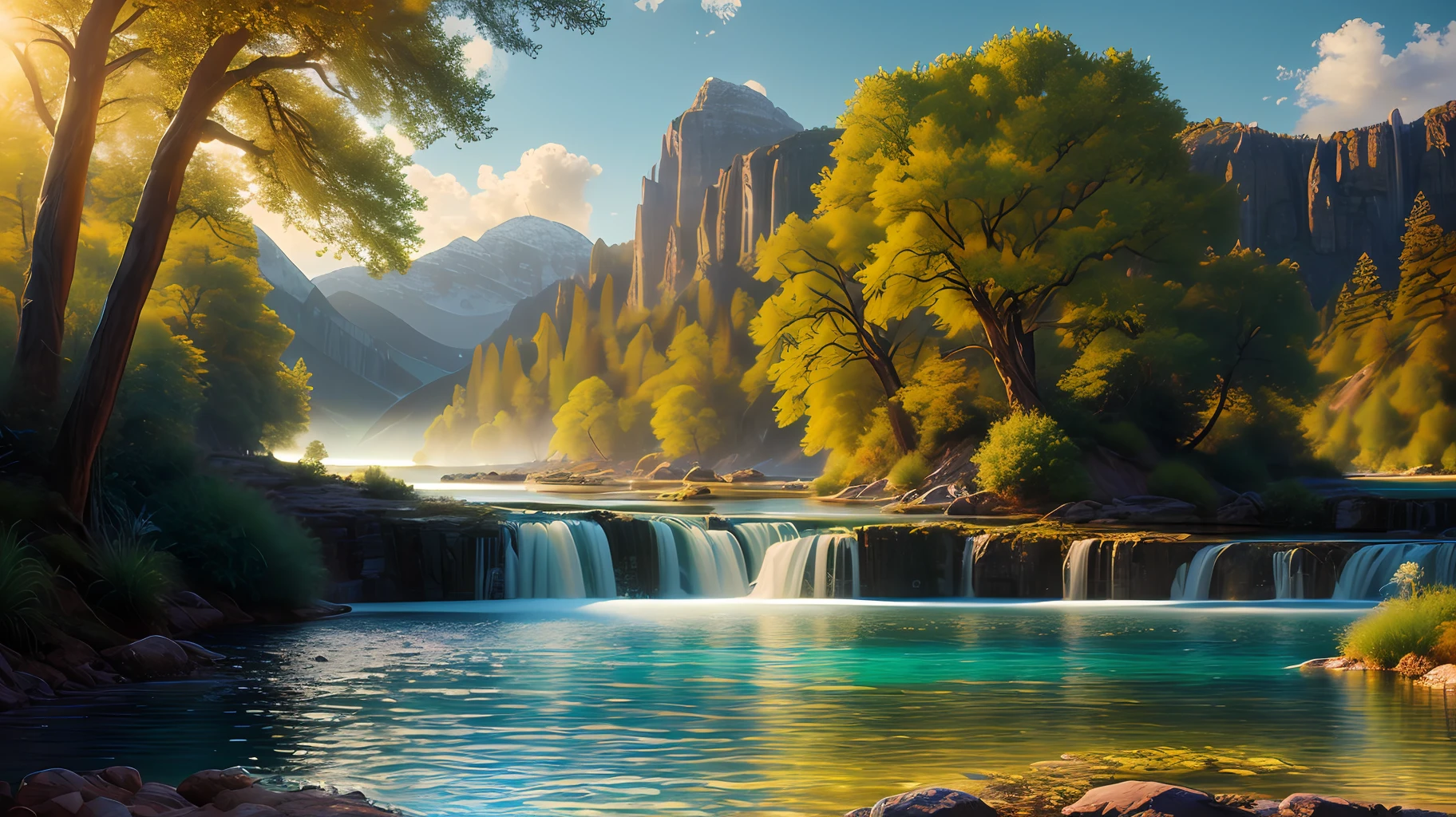 landscape, water (extremely detailed CG unity 8k wallpaper), the most beautiful artwork in the world, professional majestic oil painting, intricate, high detail, sharp focus, dramatic, photorealistic painting