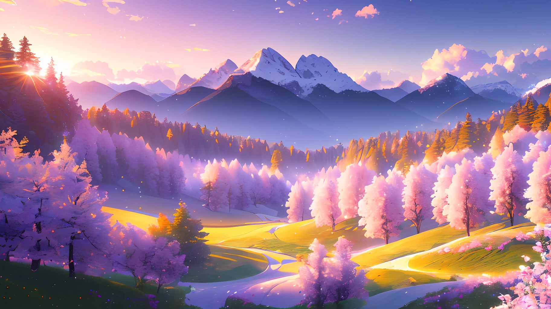 masterpiece, best quality, high quality, extremely detailed CG unity 8k wallpaper a beautiful landscapes oil paiting, award winning photography, Bokeh, Depth of Field, HDR, bloom, Chromatic Aberration ,Photorealistic,extremely detailed, trending on artstation, trending on CGsociety, Intricate, High Detail, dramatic, art by midjourney
AND masterpiece, best quality, high quality, extremely detailed CG unity 8k wallpaper A lush summer landscape, with rolling green hills that stretch towards the horizon, dotted with wildflowers in shades of pink, yellow, and purple, volumetric lighting
AND masterpiece, best quality, high quality, extremely detailed CG unity 8k wallpaper A serene autumn landscape, surrounded by trees in hues of golden yellow, fiery red, and burnt orange. The crisp air carries the sweet fragrance of fallen leaves and wood smoke. The ground is covered with a blanket of warm-colored leaves that rustle underfoot. In the distance, a misty mountain range rises up, volumetric lighting
AND masterpiece, best quality, high quality, extremely detailed CG unity 8k wallpaper A breathtaking winter landscape, blanketed in a mantle of snow, creating a world of glittering whites and cool blues. Tall evergreens stand tall and proud, their branches weighed down by heavy snow, volumetric lighting
AND masterpiece, best quality, high quality, extremely detailed CG unity 8k wallpaper A vibrant spring landscape, bursting with new life and color. Rolling hills are covered with a carpet of green, dotted with delicate wildflowers in shades of pink, purple, and yellow, volumetric lighting