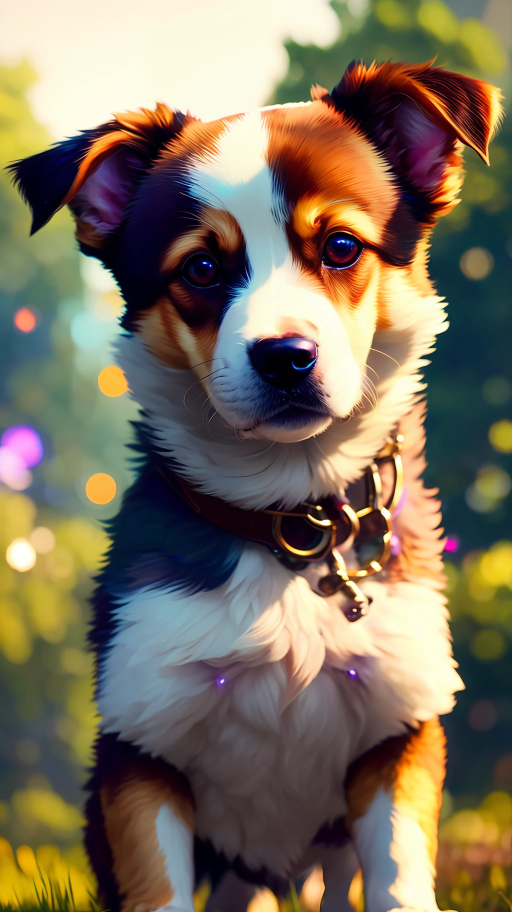 ChromaV5,nvinkpunk,(extremely detailed CG unity 8k wallpaper), A illustration of a cute dog,award winning photography, Chromatic Aberration, Detailed , HDR, Bloom, style by Monet, Pissarro, and Sisley ,trending on ArtStation, trending on CGSociety, art by midjourney