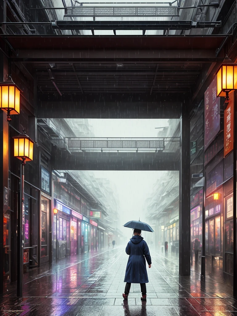 4k, (realistic), detail rain, wet skin, freezing, masterpiece, a Chinese female worker squats on the ground and uses a raincoat to protect a little girl from the rain, best quality, illustration, (detail lighting: 1.2), (beautiful detail Hui Light: 1.3), Raincoat, Intricate, Digital Painting, Smooth, Sharp Focus, Armageddon, Epic Realism, (HDR: 1.4), (Pastel Colors: 1.4), Apocalypse, Forsaken, Neutral , Night, Screen Space Refraction, (Complicated Detail, Ultra Detail: 1.3), artstation, cinematic footage, vignette, complex background, architecture