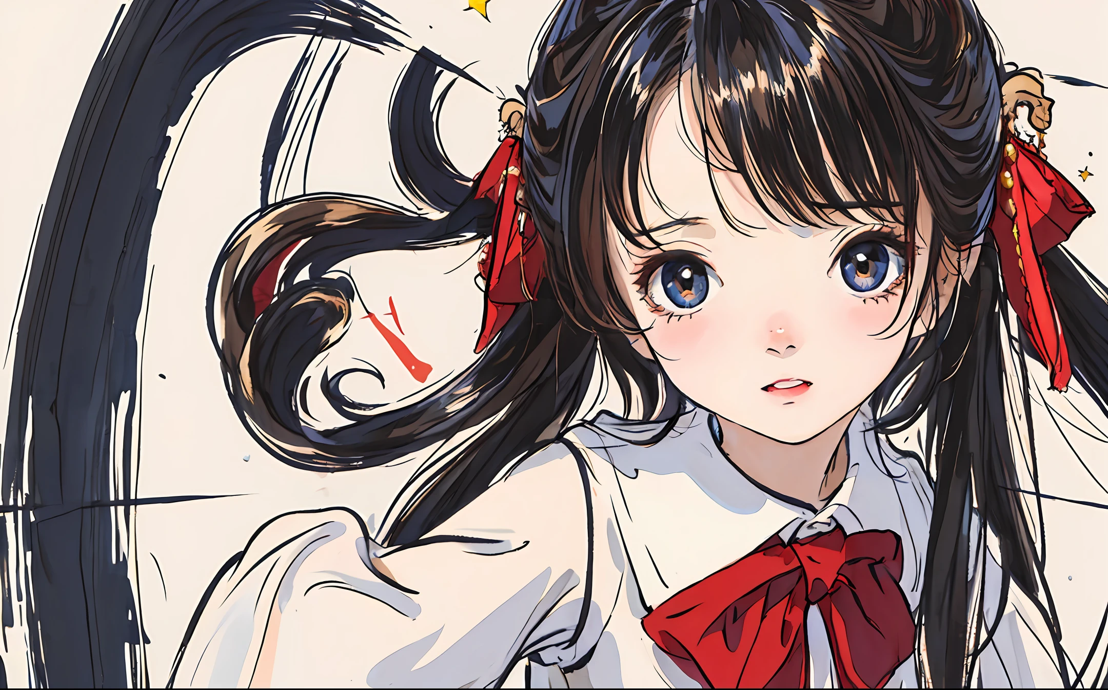 (masterpiece,best quality:1.2),(highres:1.1),(highest quality),(master's work),facing viewer, (1loli,solo focus:1.4),cute,ornament,(blush:0.9),( Background: 0.9), Cute little girl, 10 years old, she is in the universe, stars shine, she holds the stars in her hand, everything is silent, dark background, meteors slide down colorful, HD, (shiny hair, Shiny skins: 1.1), detailed backgrounds