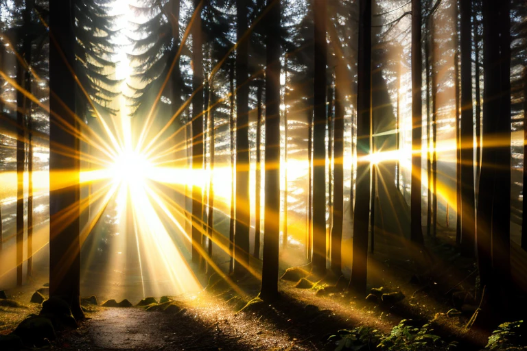 sunlight shining through the trees in a forest with moss, forest ray light, sun rays through trees, sun rays through the trees, sunrays shine upon it, rays of life, sunlight beams, bursting with holy light, bright rays of light, sunlight rays, light rays shining through, holy light rays, beams of sunlight, rays of sunlight, sun shining through the trees